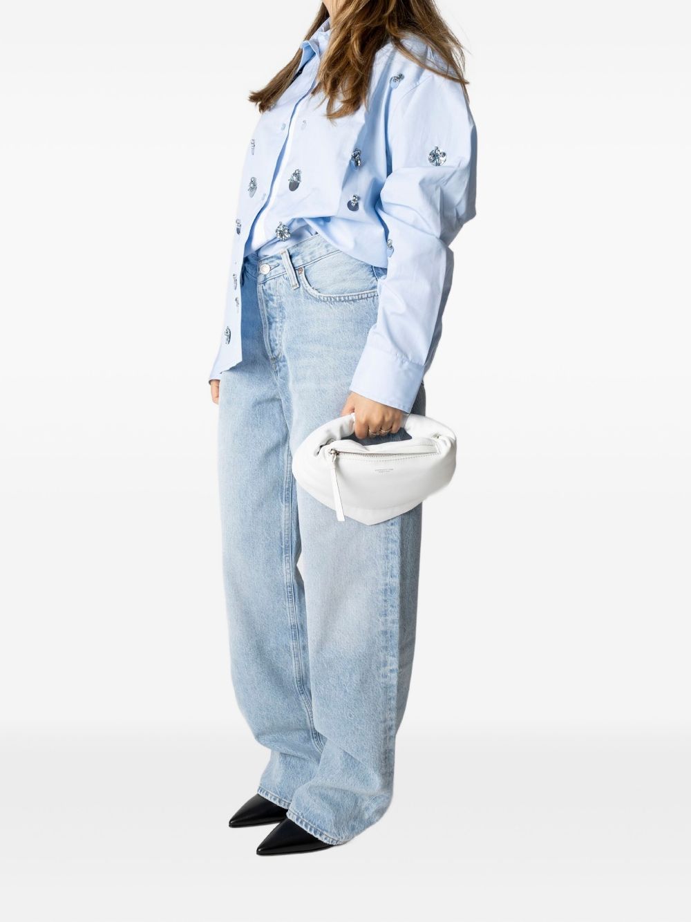 FEDERICO CINA Mini Lambskin Handbag with Reinforced Handle and Removable Strap