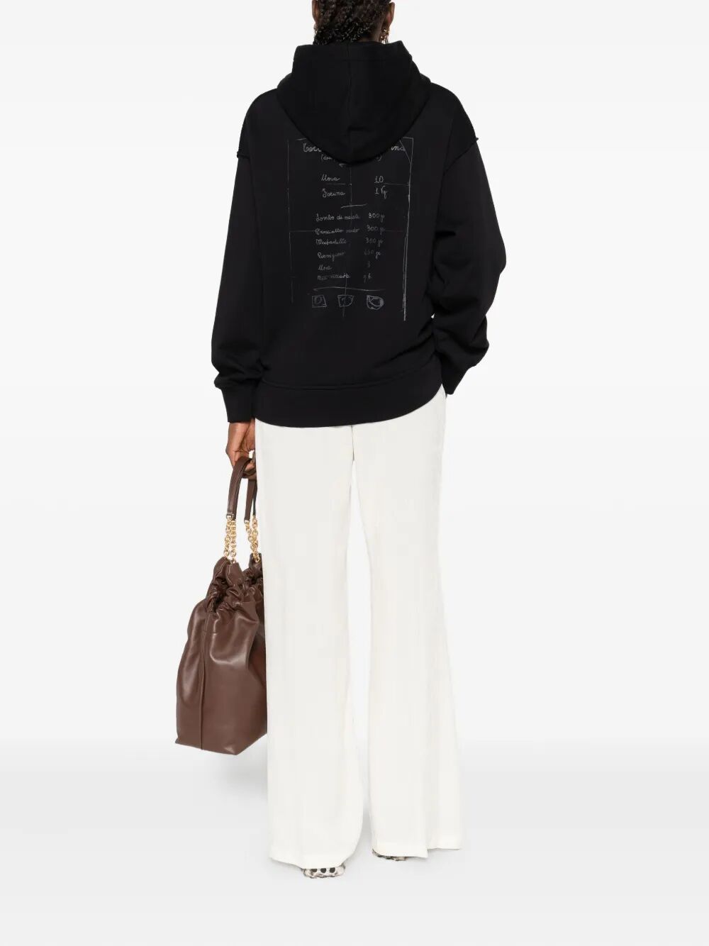 FEDERICO CINA Cotton Hoodie with Tortellino Recipe Design for Women - FW25