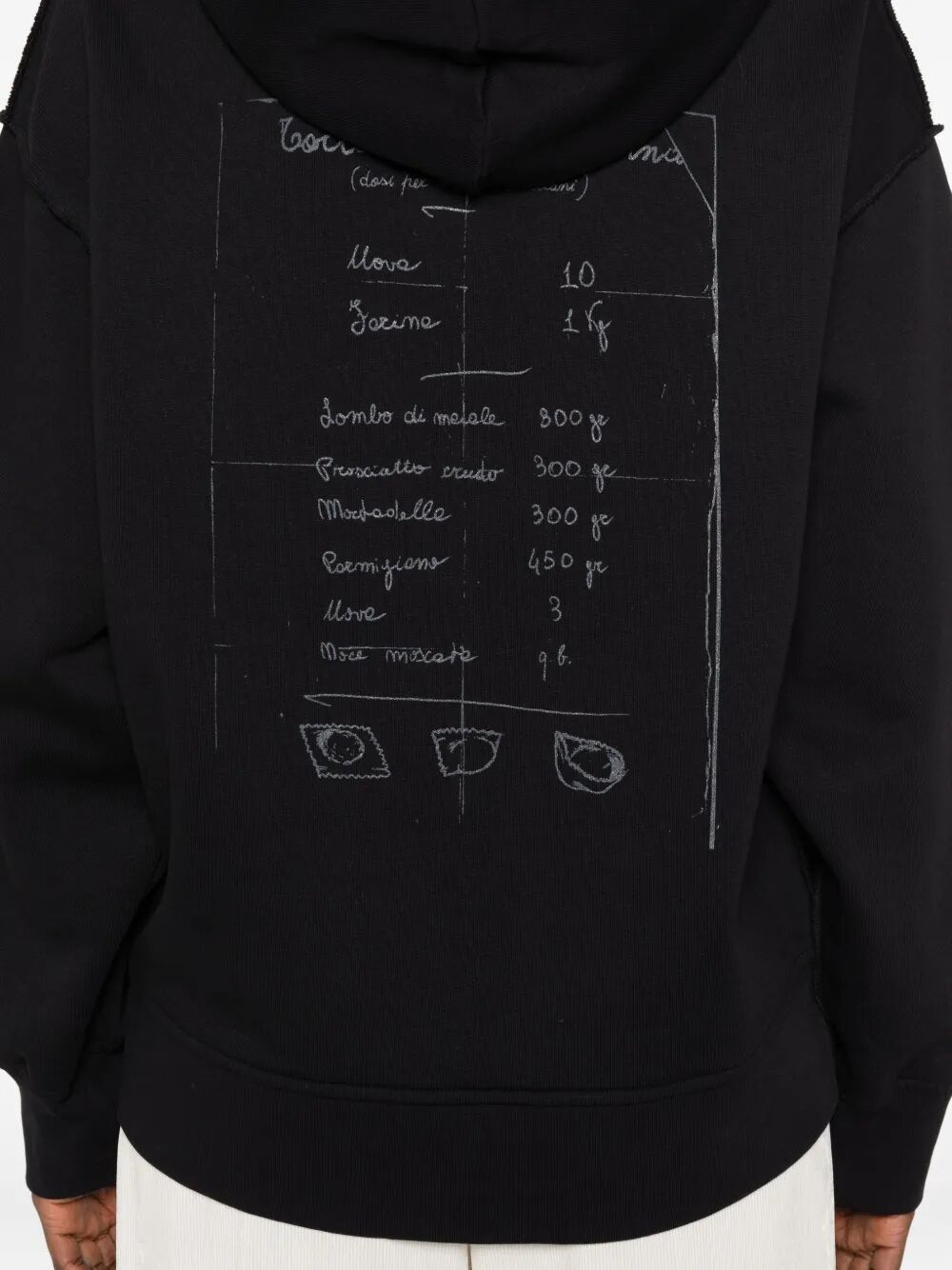 FEDERICO CINA Cotton Hoodie with Tortellino Recipe Design for Women - FW25
