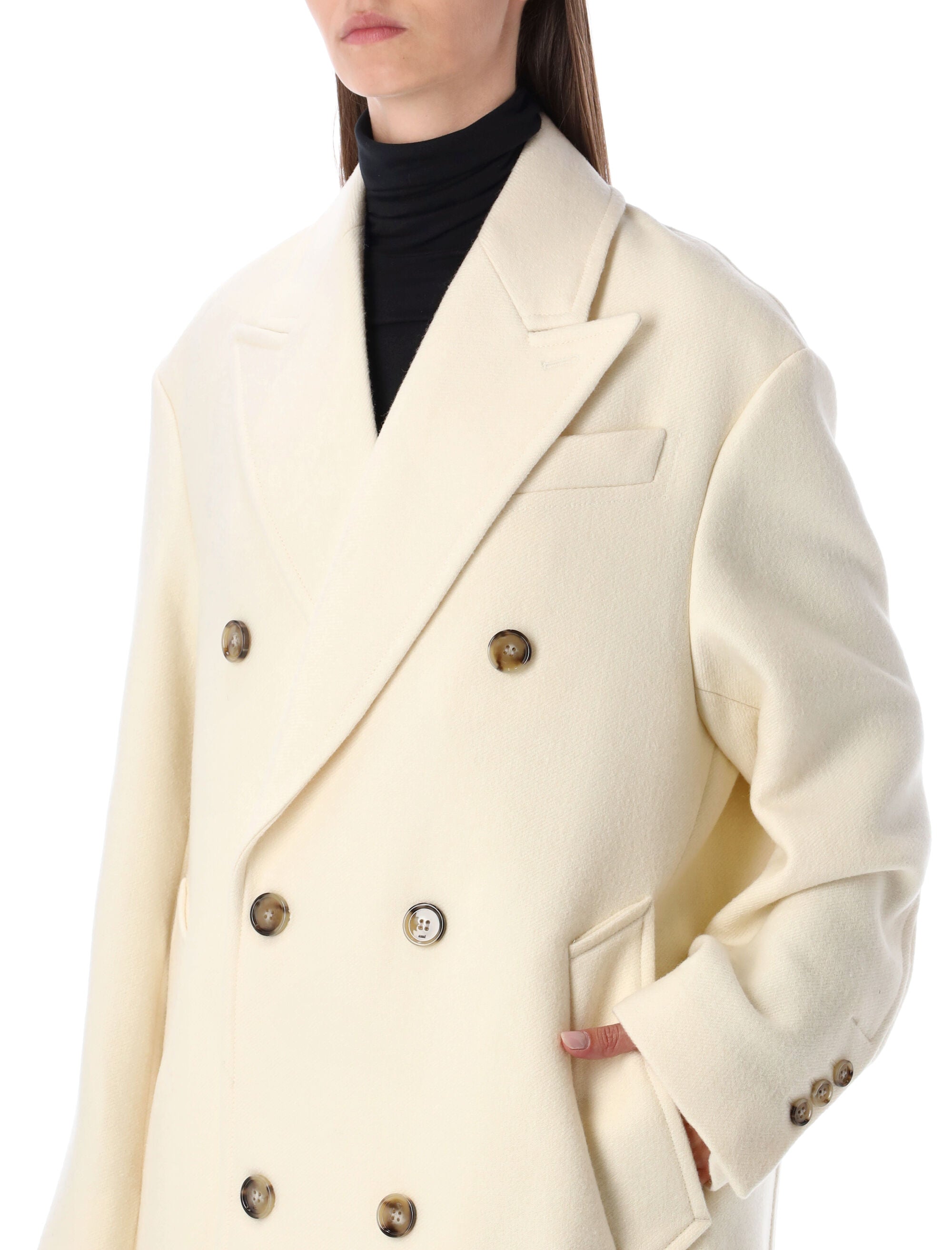 AMI PARIS Double-Breasted Long Jacket - Size 36