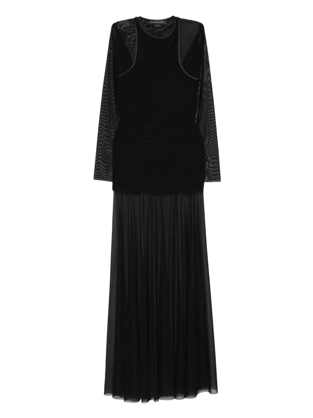FEDERICO CINA Sheer Layered Long Dress