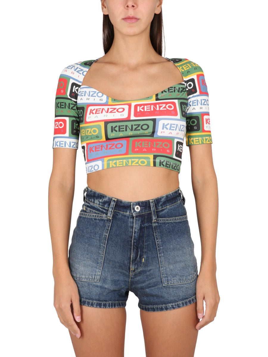 KENZO Mini Labels Square Neck Top