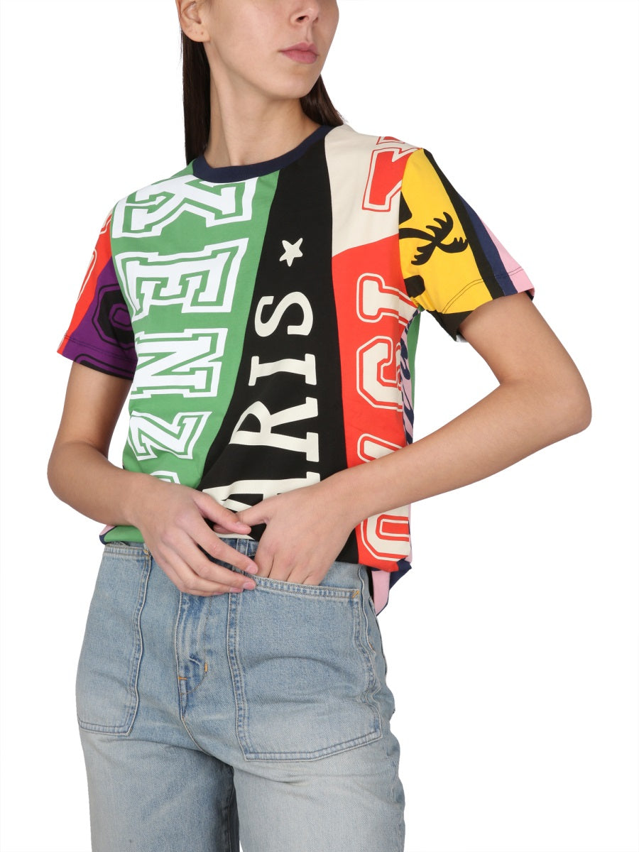 KENZO Crewneck T-Shirt with Crossbar Logo Print