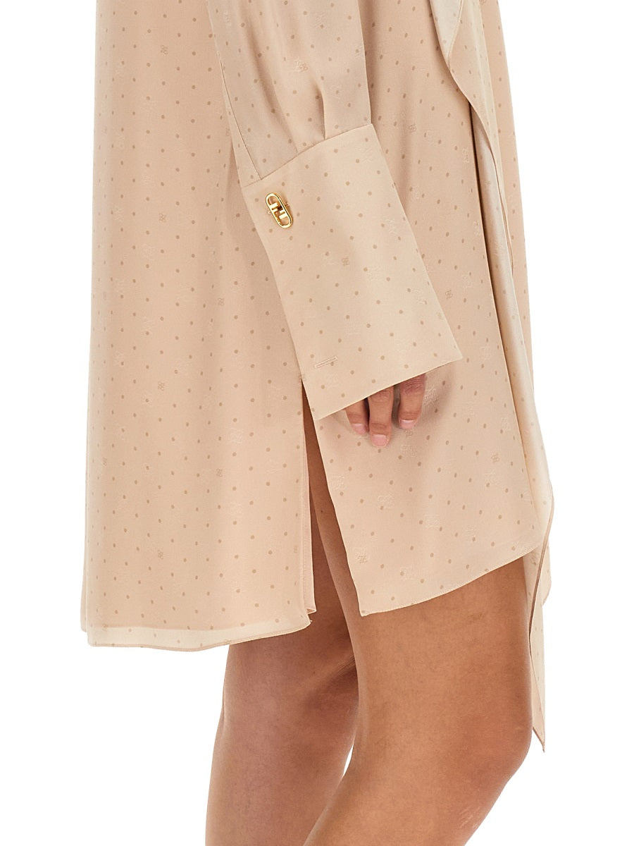 FENDI Elegant V-Neck Ruffle Detail Dress