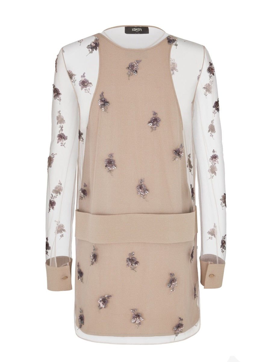 FENDI Embroidered Tulle Dress - Mini Style for Women