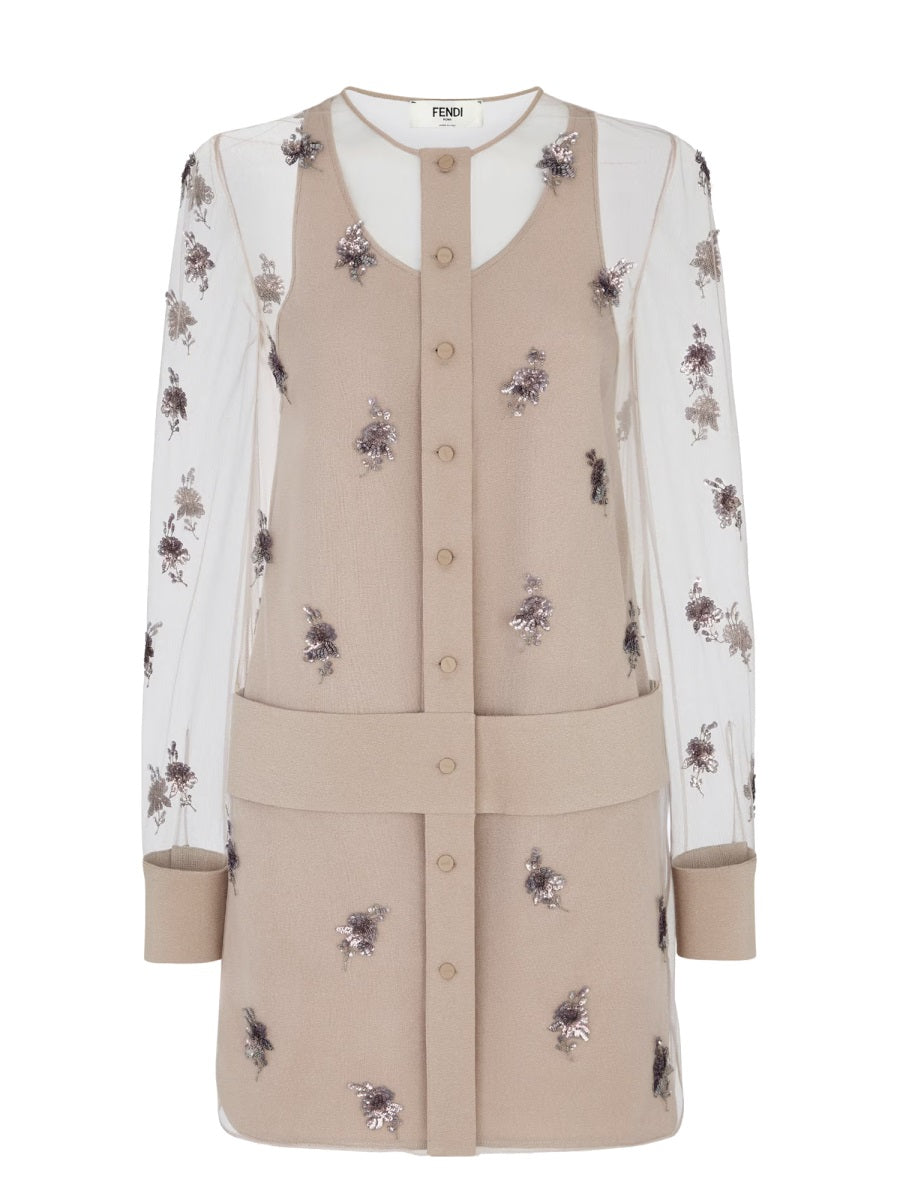 FENDI Embroidered Tulle Dress - Mini Style for Women