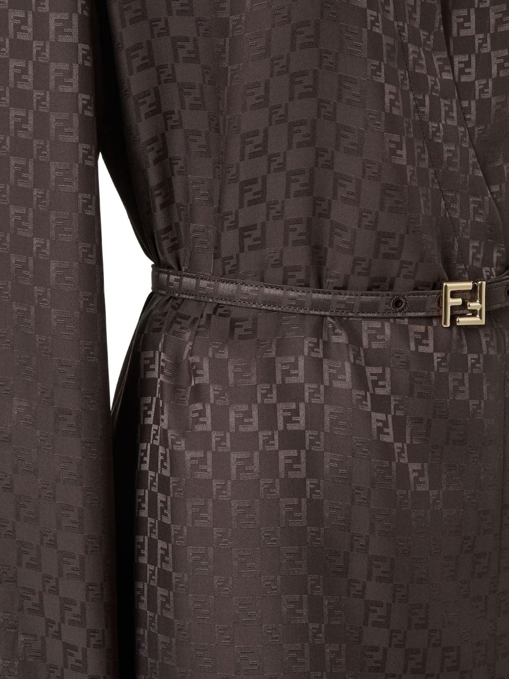 FENDI Jacquard Silk Midi Shirt Dress