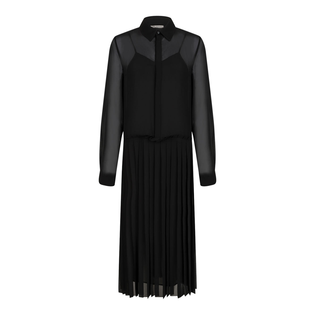 AMI PARIS Pleated Midi Shirt Dress for Women