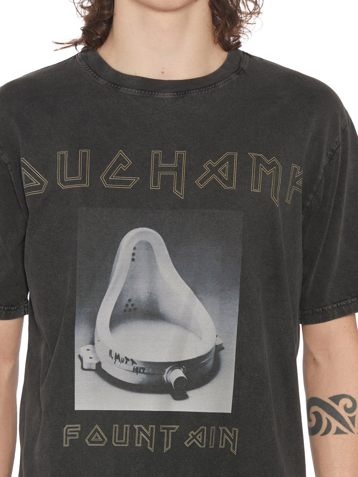 DEATHMASK Cotton Crew Neck T-Shirt with Front and Back Print - Size M