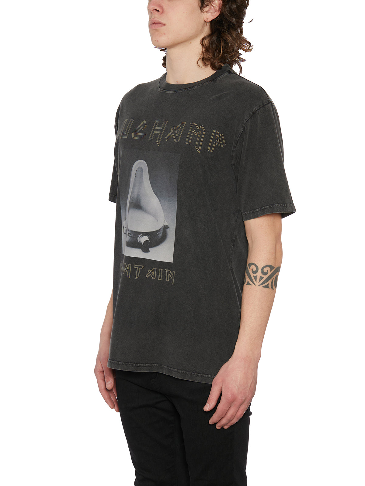 DEATHMASK Cotton Crew Neck T-Shirt with Front and Back Print - Size M