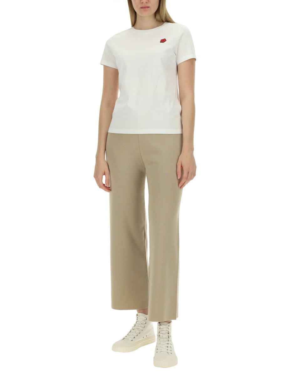 KENZO Cropped Wool Pants with Logo for Women