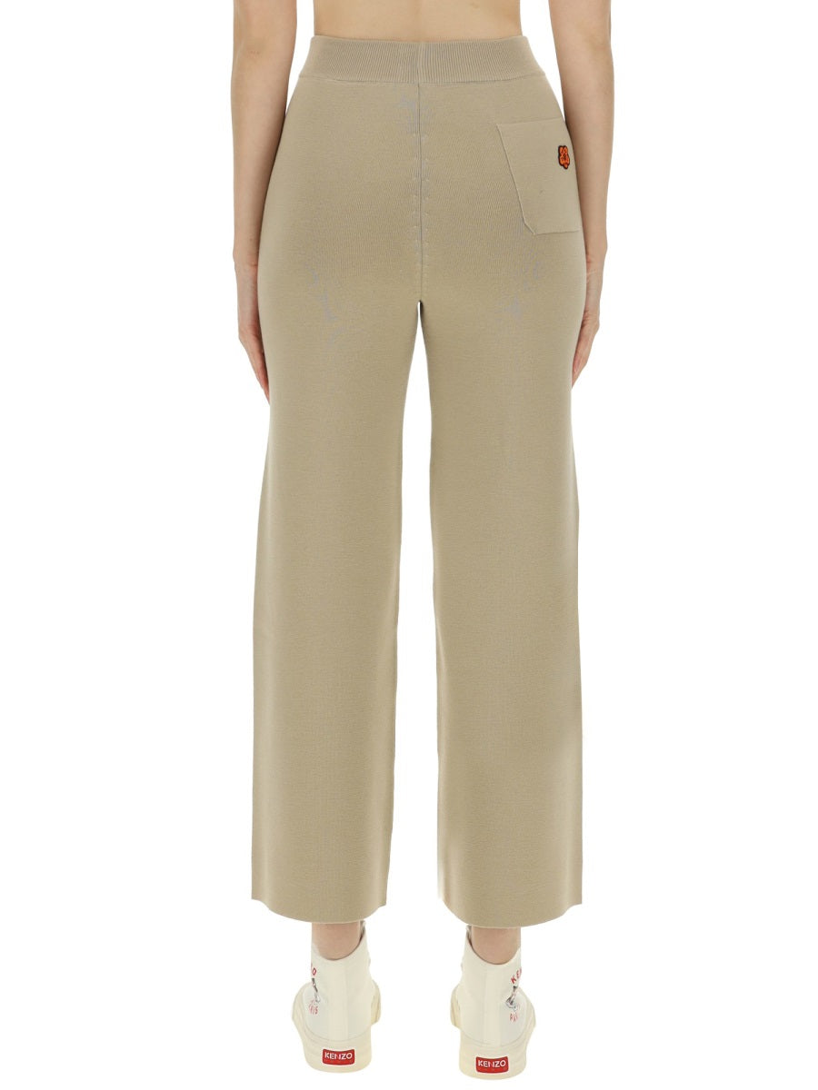KENZO Cropped Wool Pants with Logo for Women