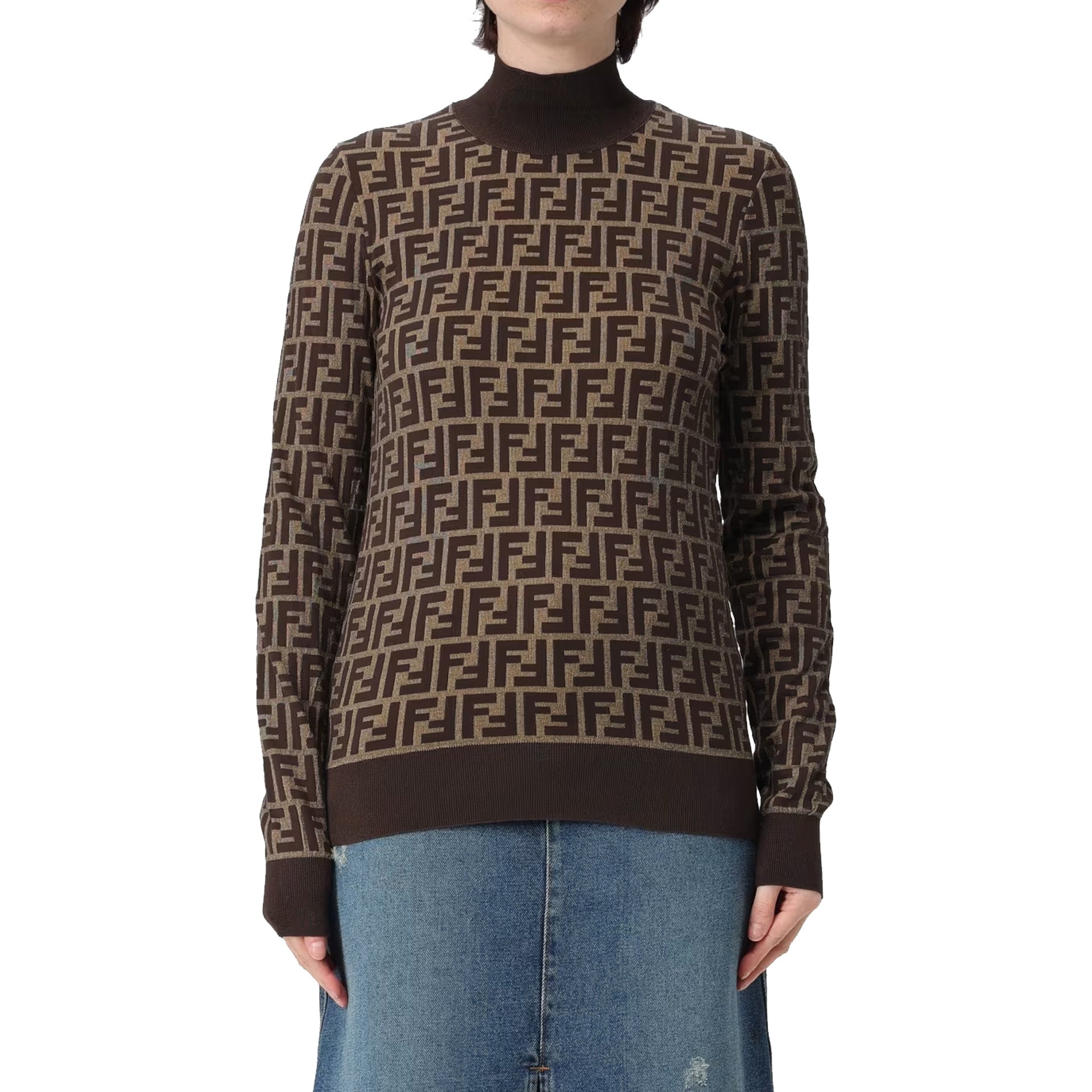 FENDI Cotton FF High Neck Sweater for Women