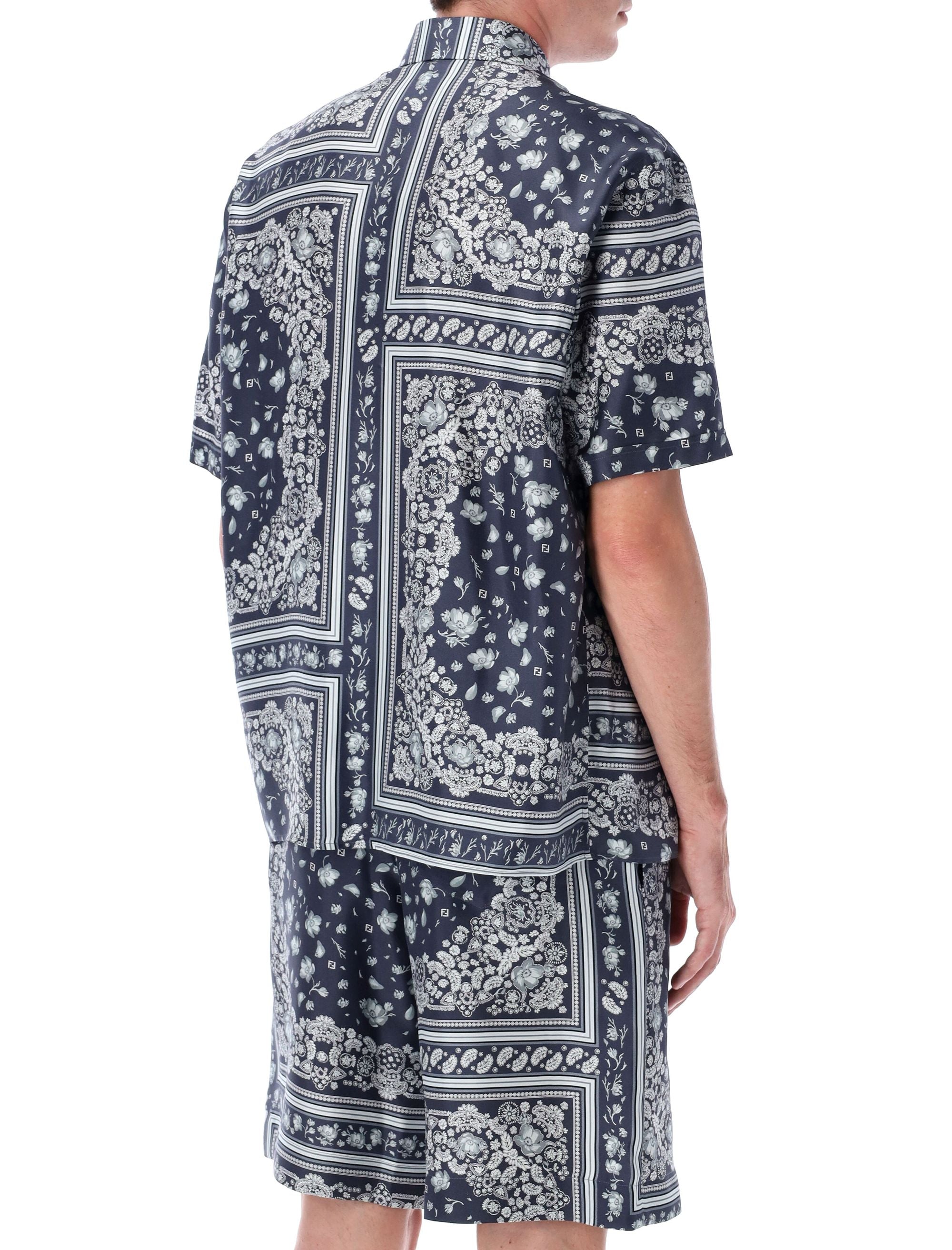 FENDI Silk Shirt with Coral Bandana Print - Size 40