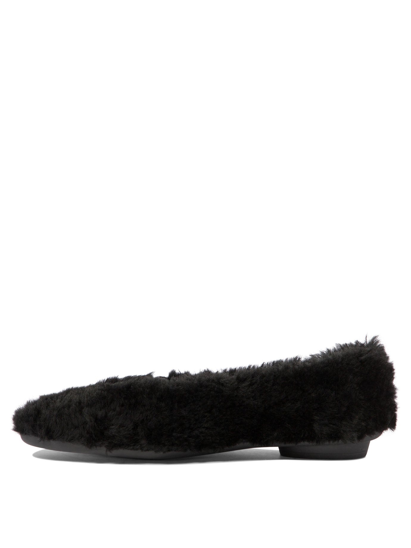 Ferragamo Shearling Ballet Flats with Double F Buckle - 1.5 cm Heel