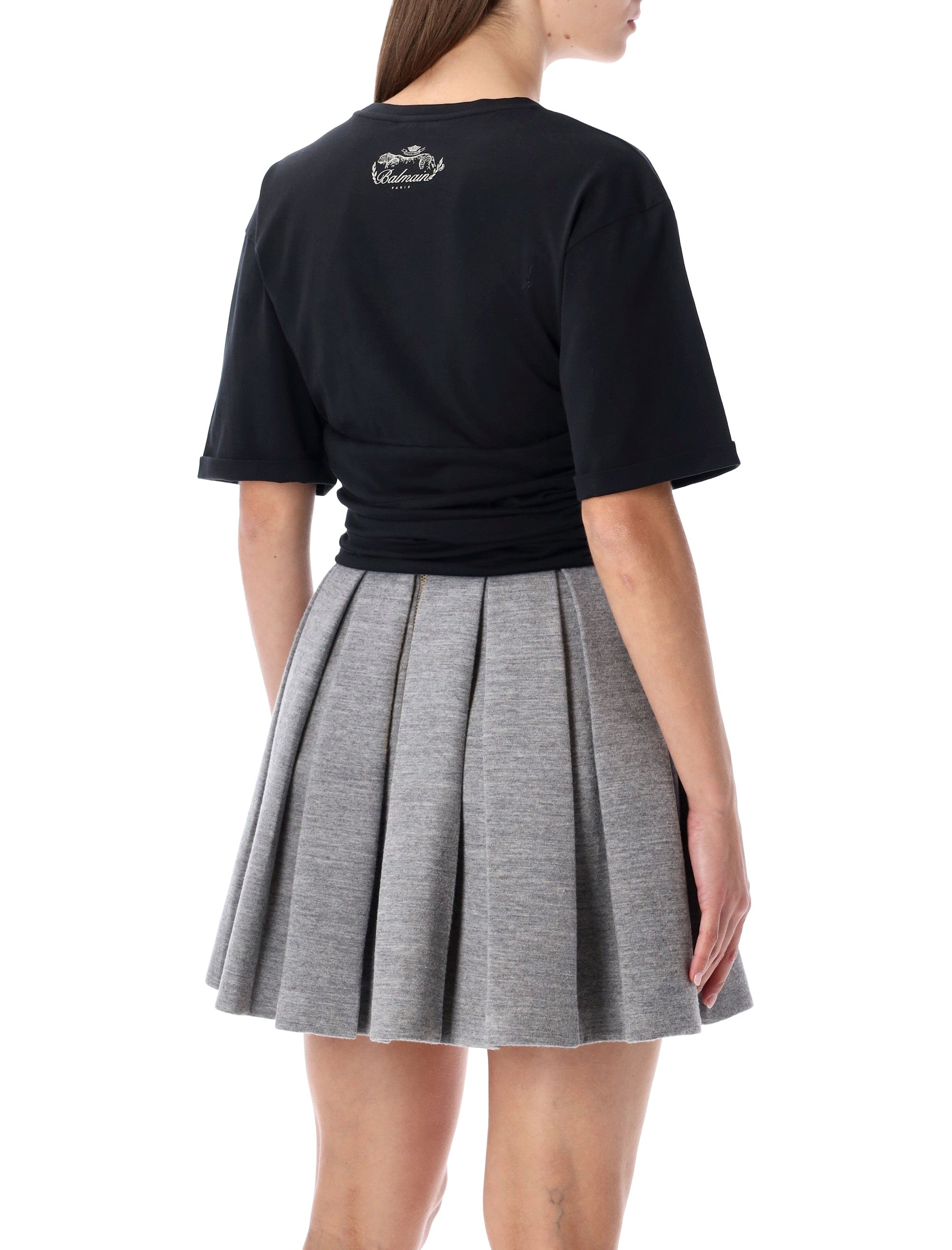 BALMAIN Mini Cropped Knotted T-Shirt - Size S