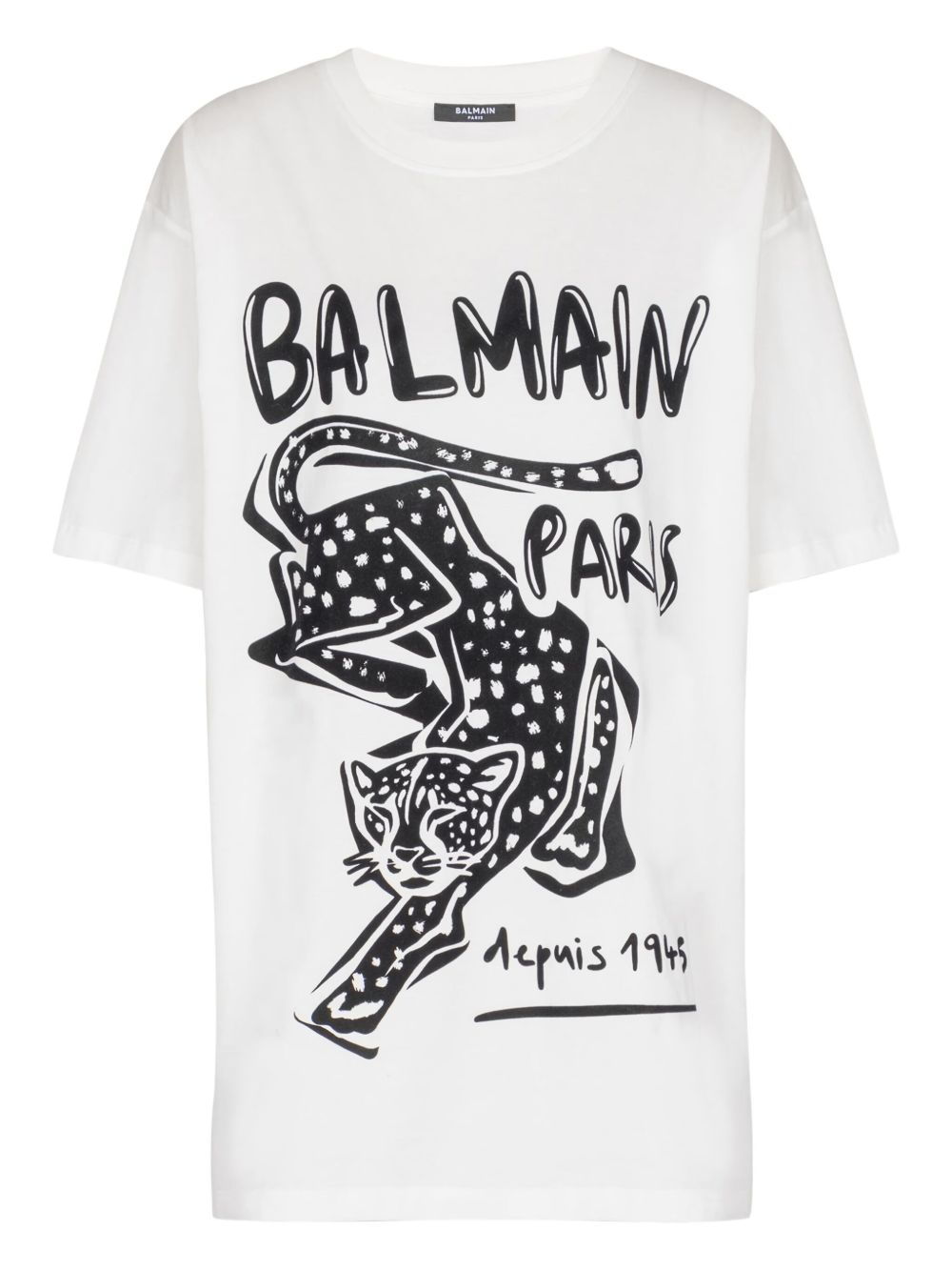 BALMAIN Leopard Print Crew Neck T-Shirt - Women's