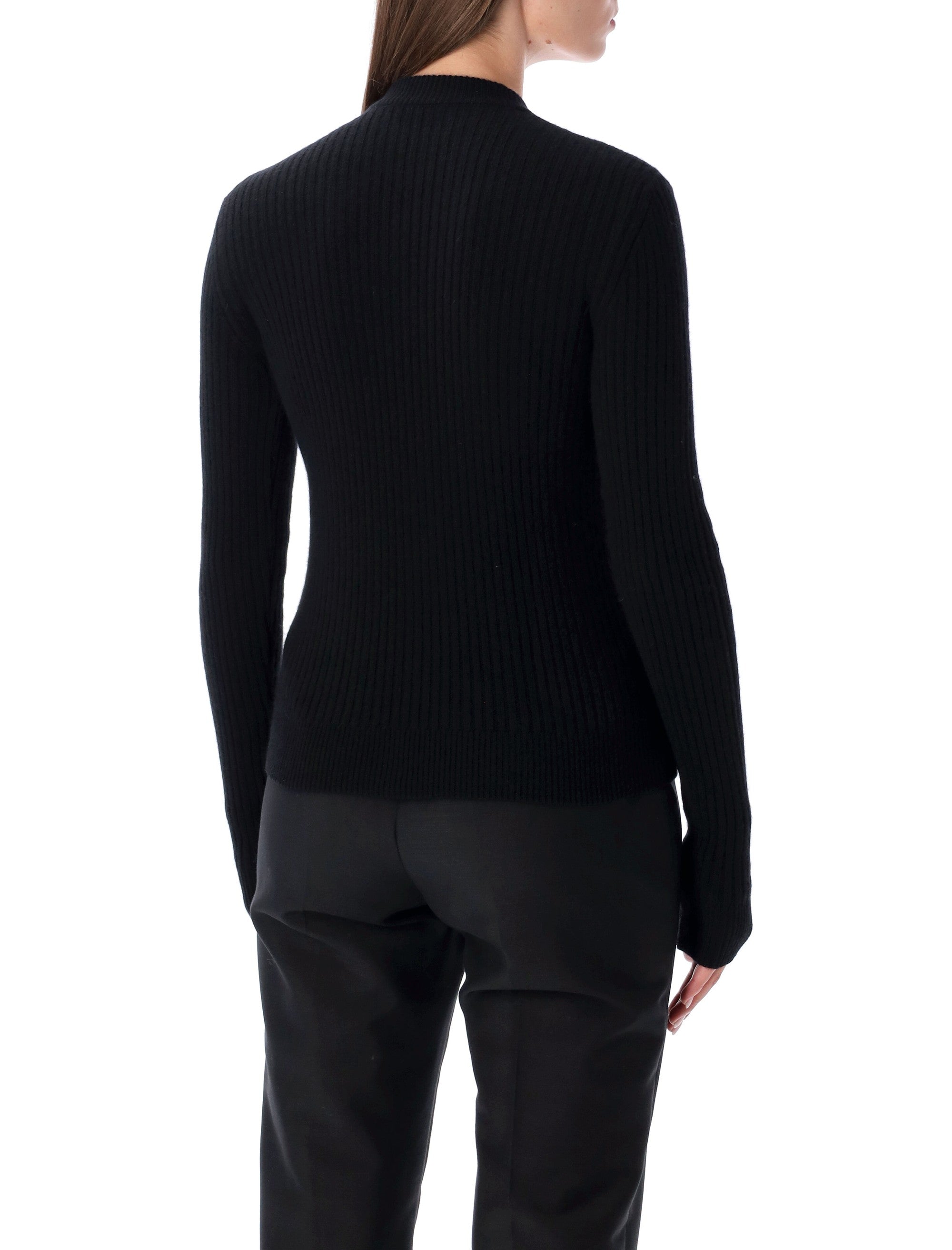 BALMAIN Ribbed Wool Sweater with Gold Buttons - Slim Fit