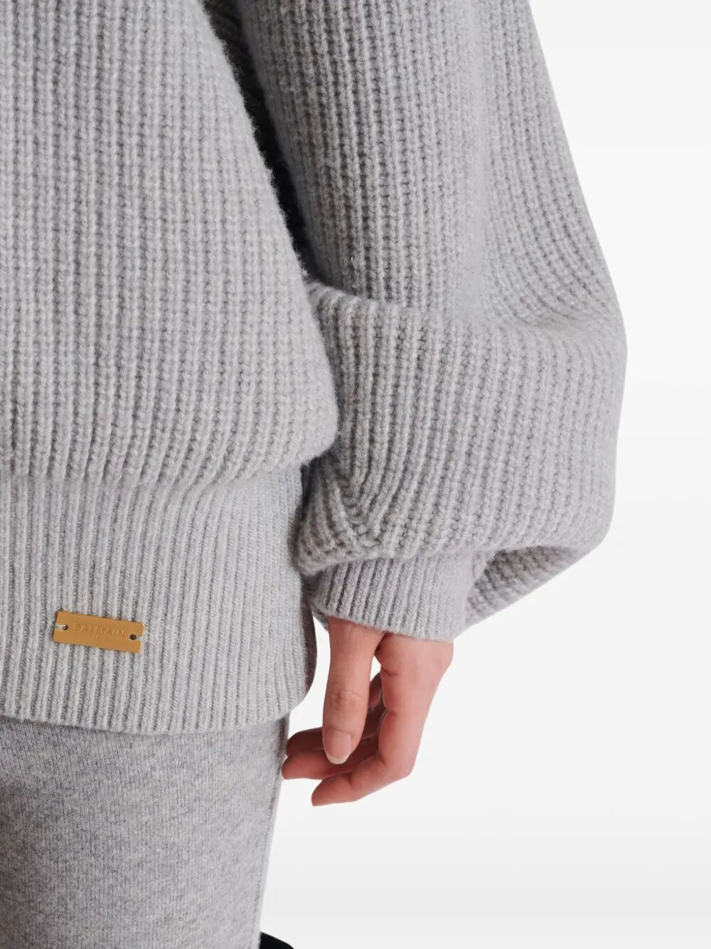 BALMAIN Batwing Ribbed Knit Pullover for Women