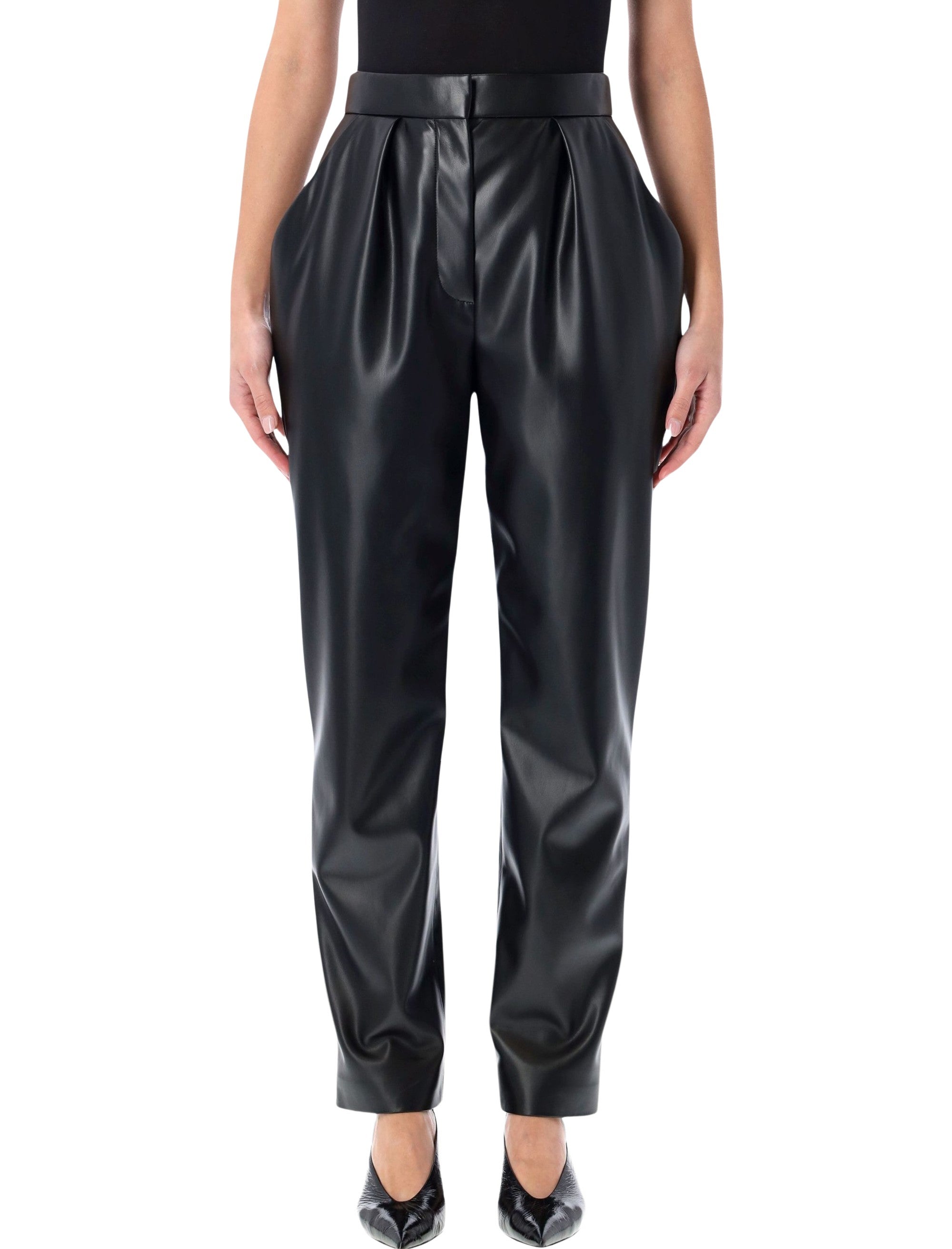 BALMAIN High-Waisted Faux Leather Trousers - Women’s Size 38