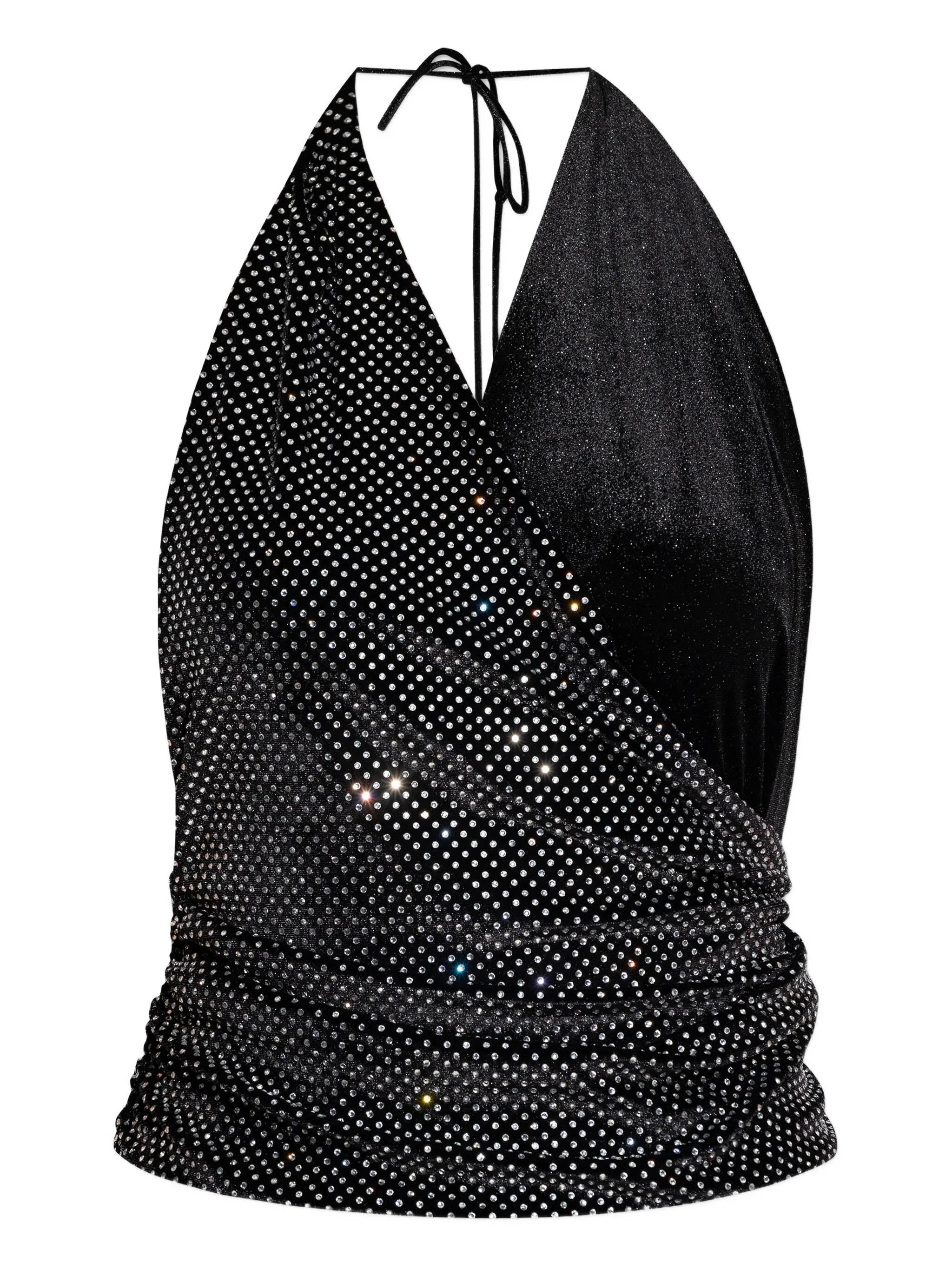 BALMAIN Velvet Top with Deep V-Neckline - Size 38