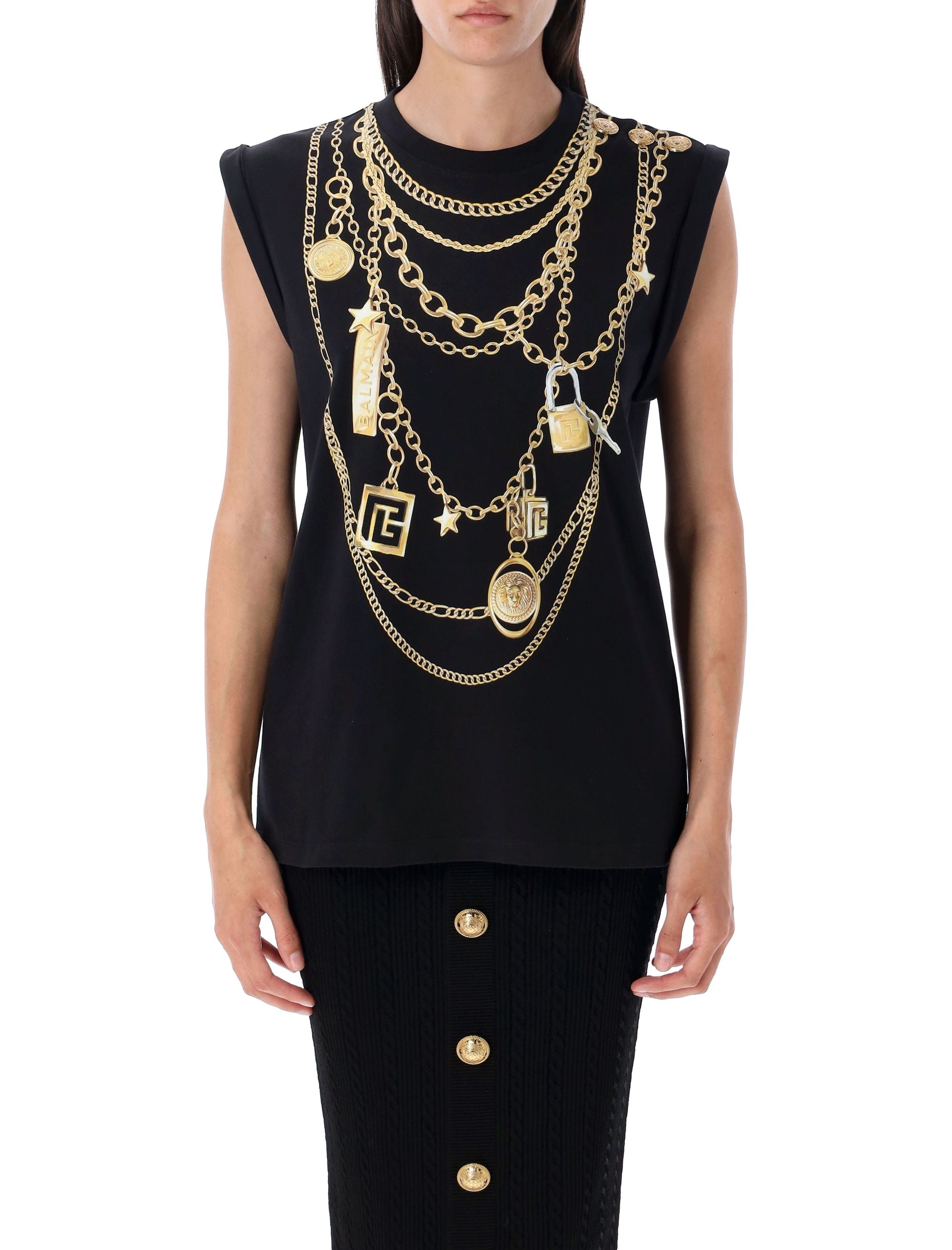 BALMAIN Trompe-L'Œil Print Vest Top - Size S