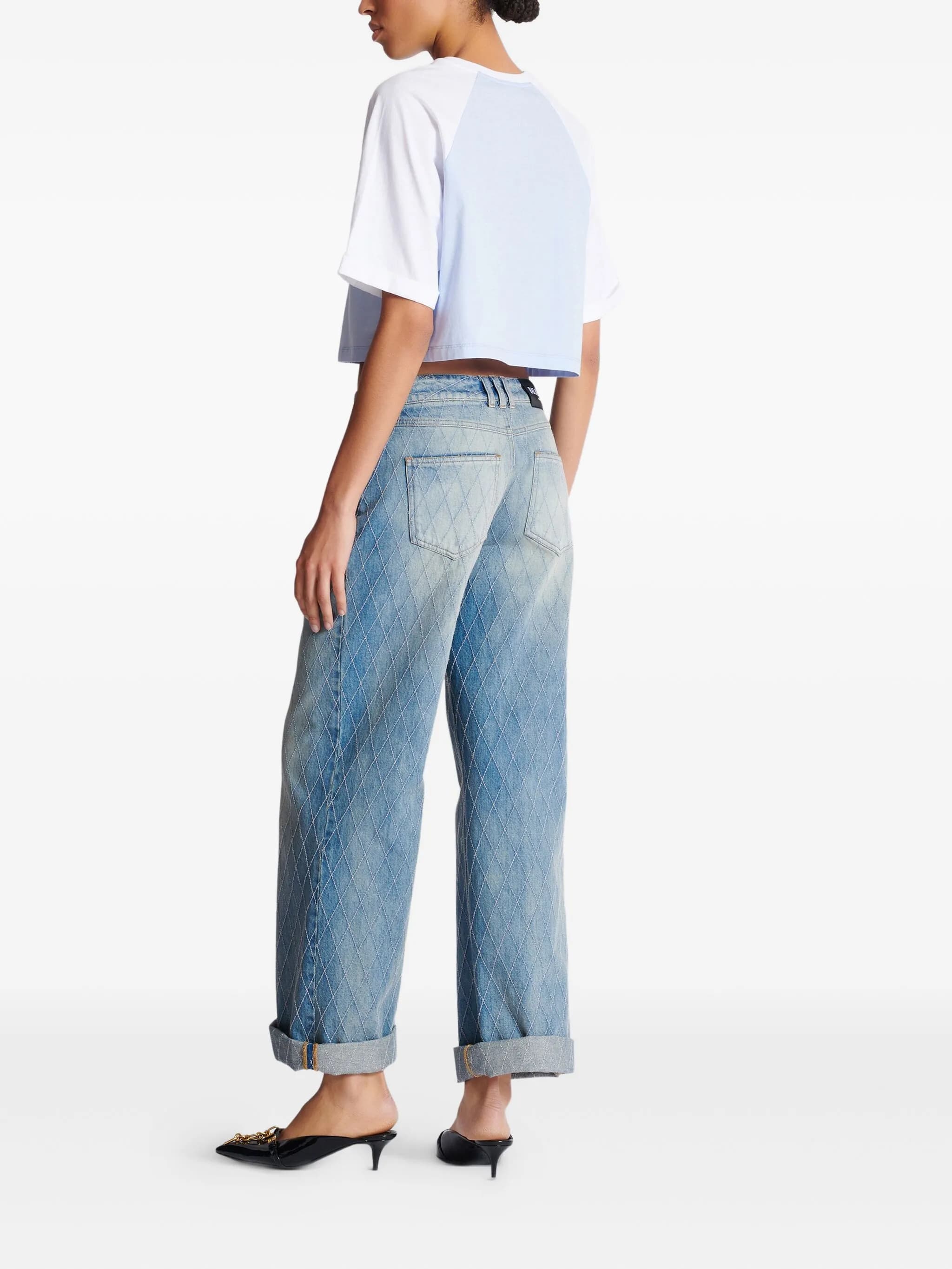 BALMAIN Cropped Short Sleeve T-Shirt