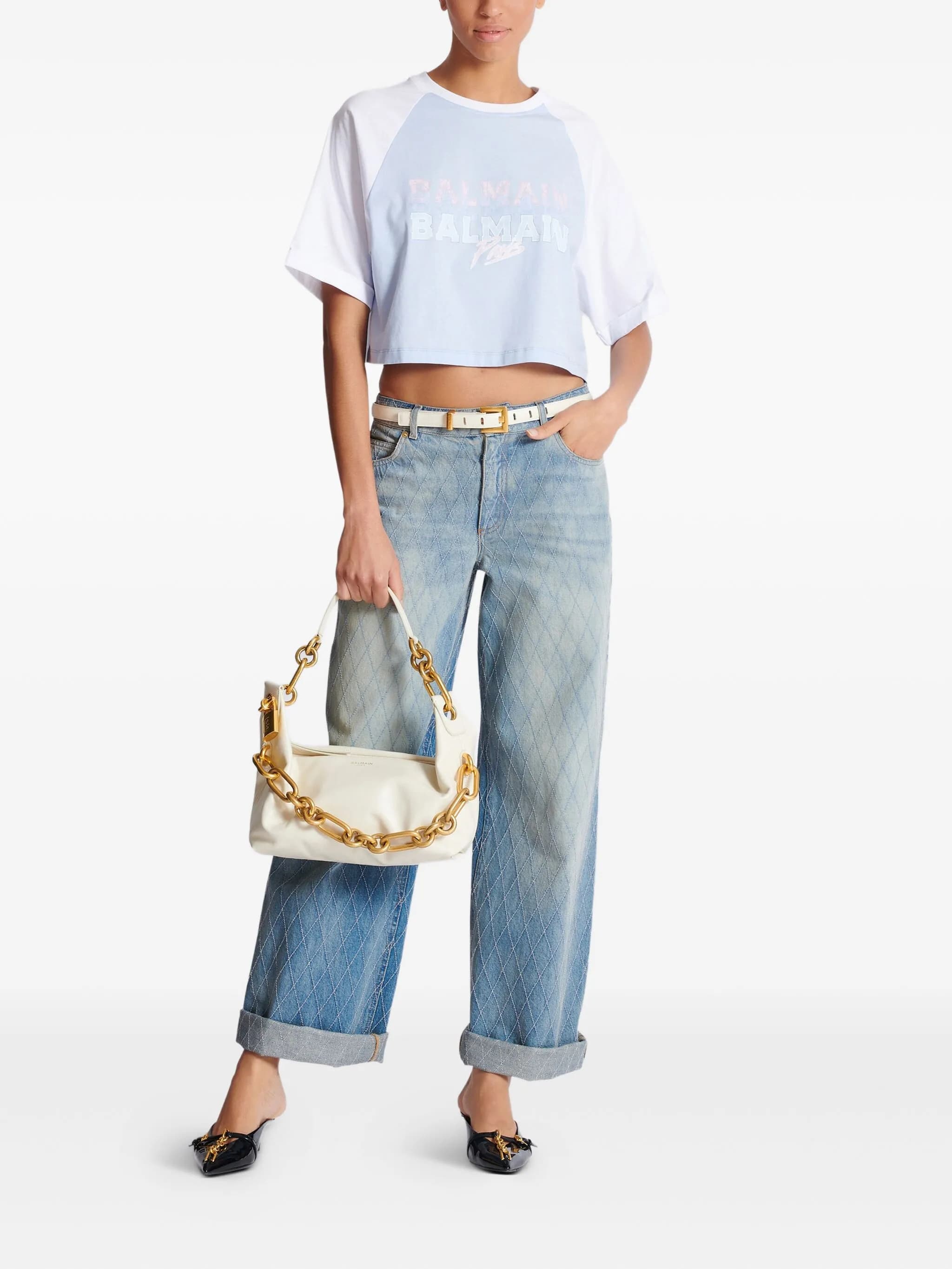 BALMAIN Cropped Short Sleeve T-Shirt