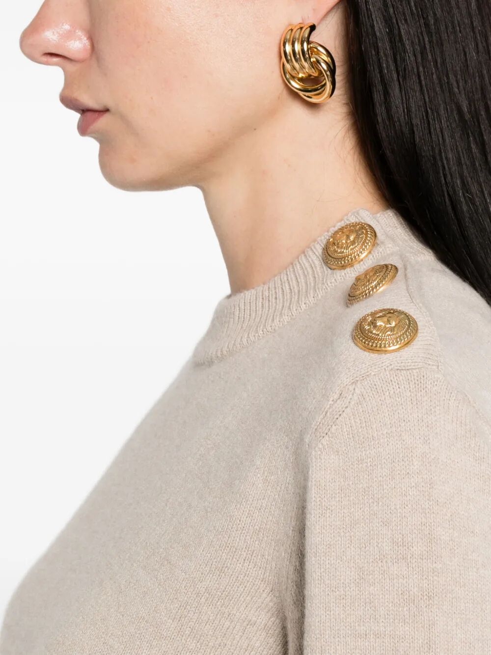 BALMAIN Cashmere Blend Buttoned Sweater