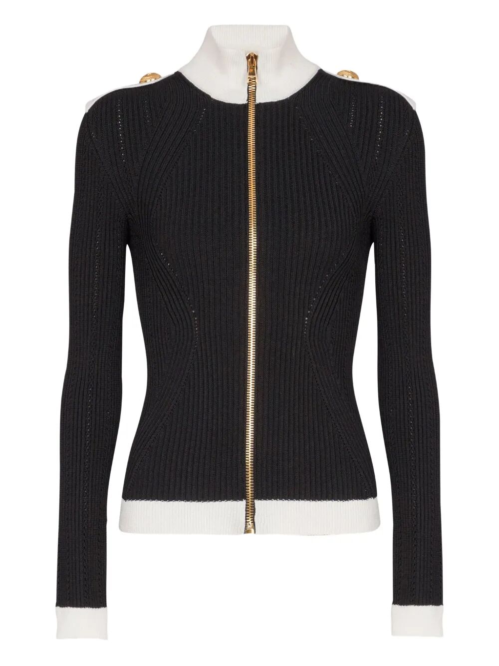 BALMAIN Ribbed Knit Sweater Cardigan for Women - FW25