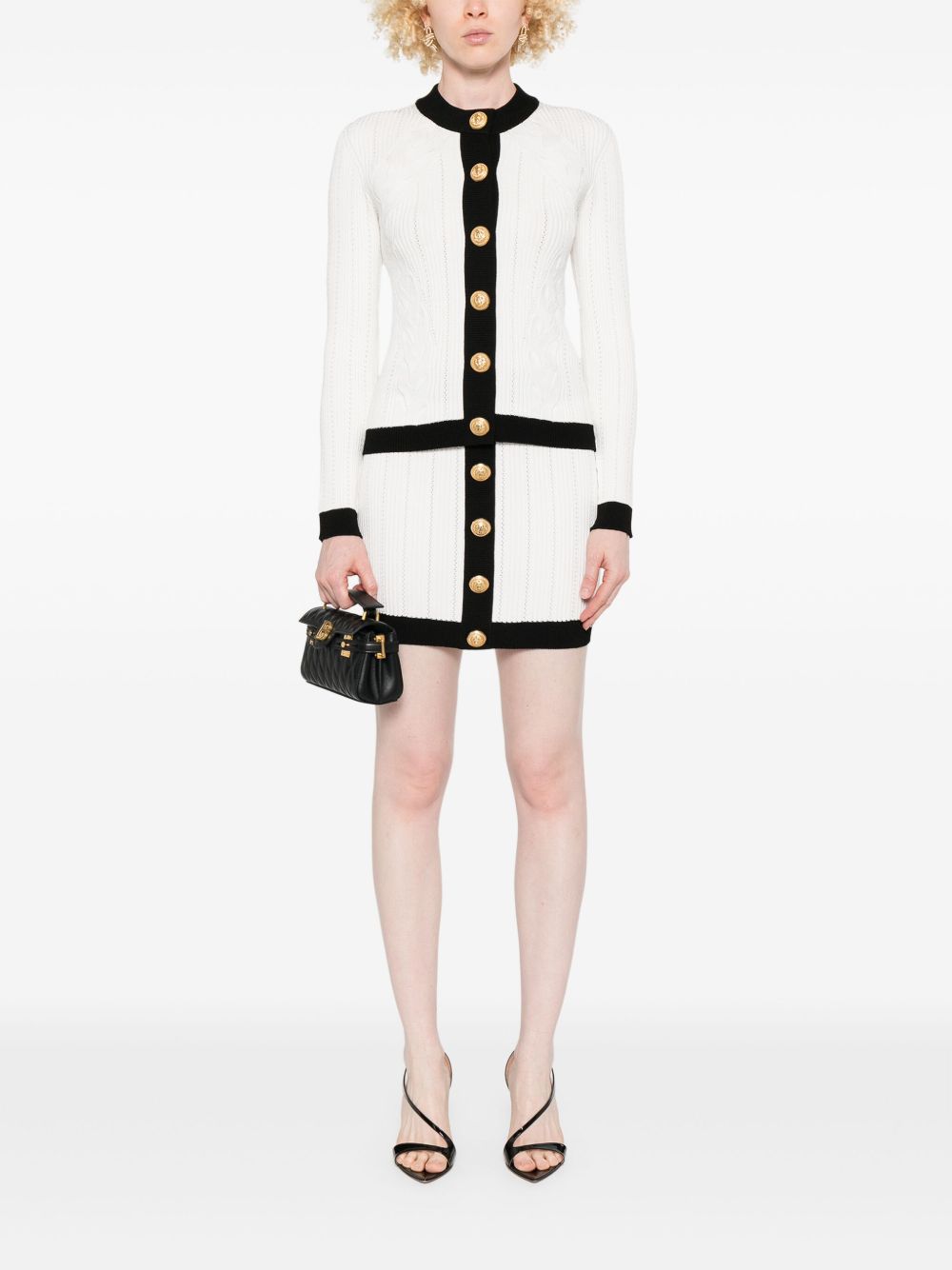 BALMAIN Buttoned Knit Mini Skirt