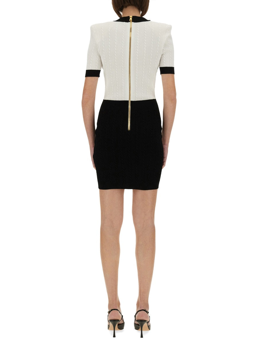 BALMAIN V-Necked Knit Mini Dress for Women