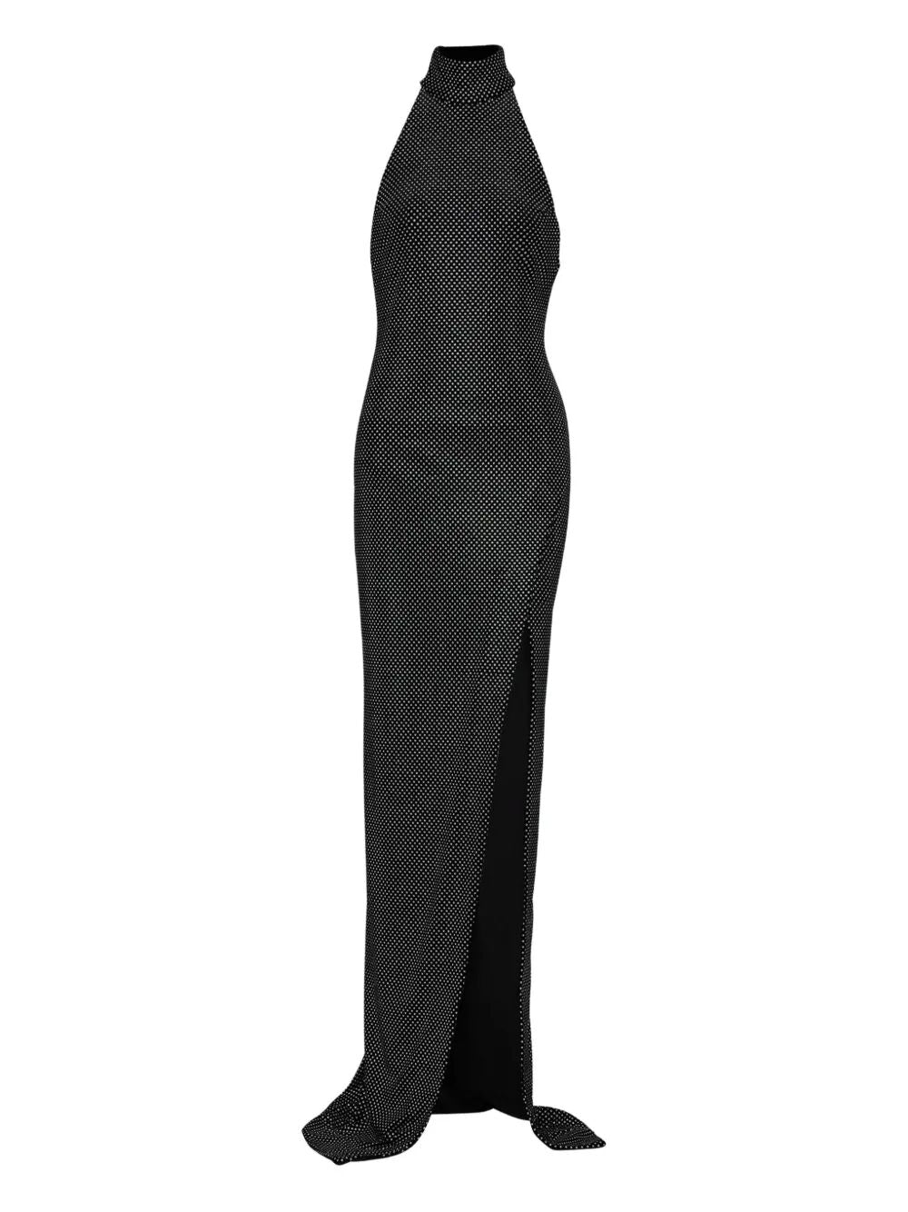 BALMAIN Halterneck Velvet Strass Long Dress