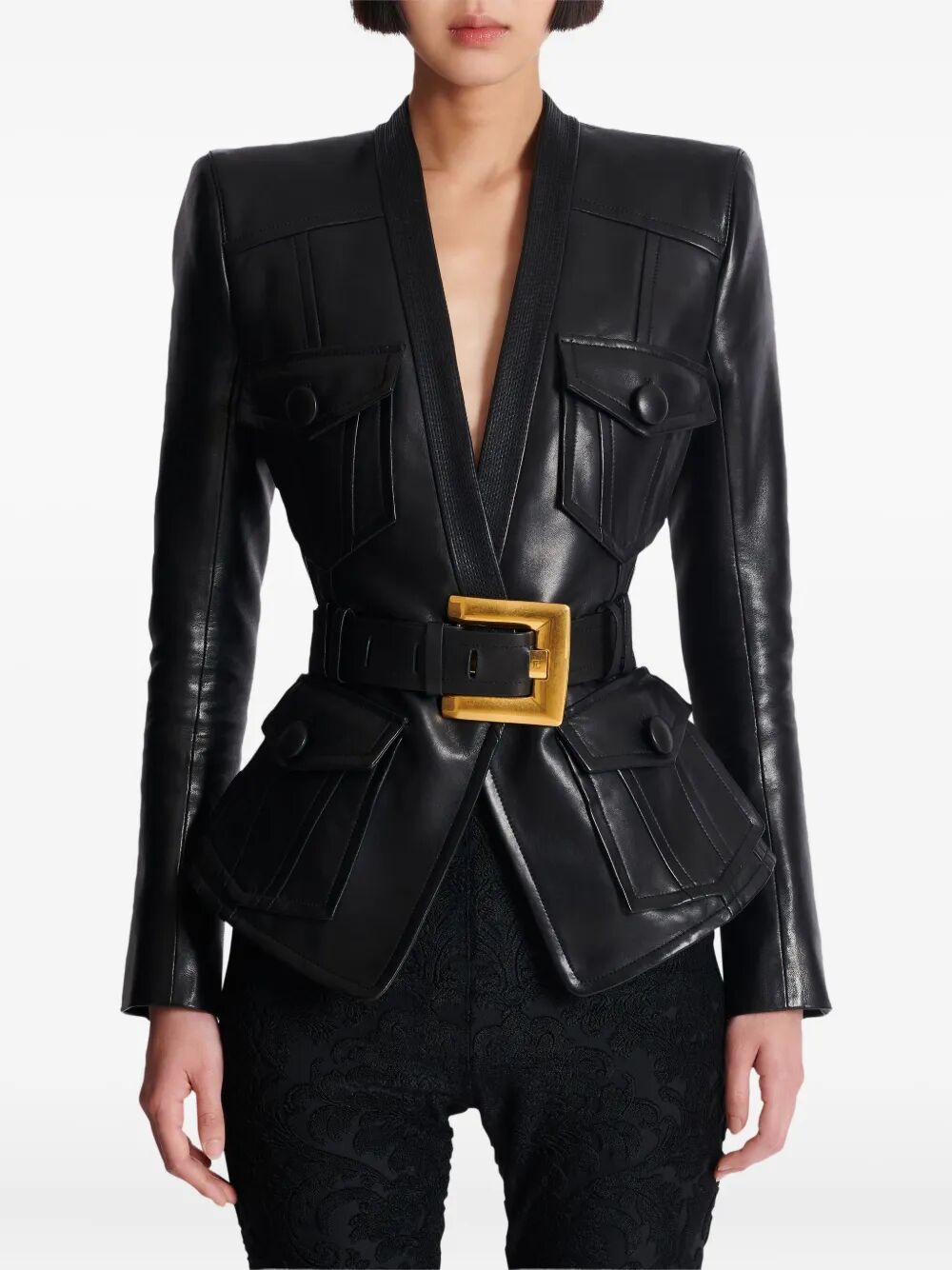 BALMAIN Belted Leather Jacket