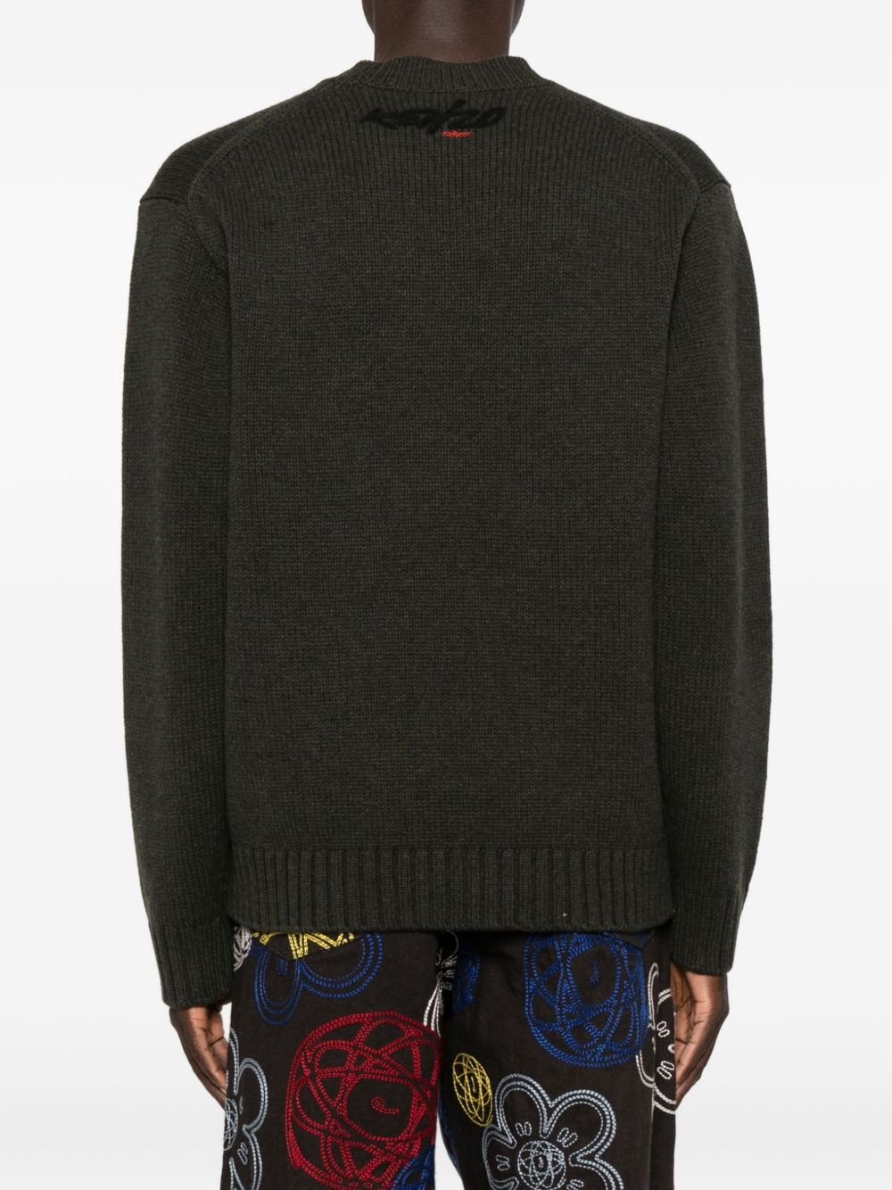 KENZO Wool Crewneck Jumper with Flower Embellishment for Men - FW25