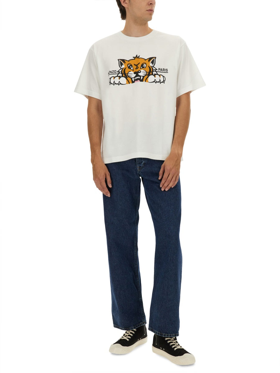 KENZO Men's Crewneck Tiger Graphic T-Shirt - Size M