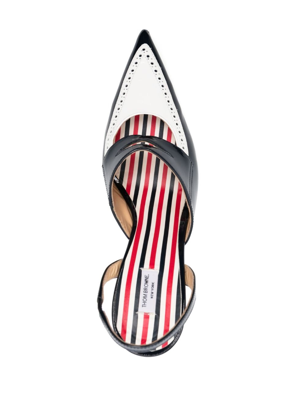 THOM BROWNE Curved-Heel Leather Pumps with Perforated Detailing - 120mm