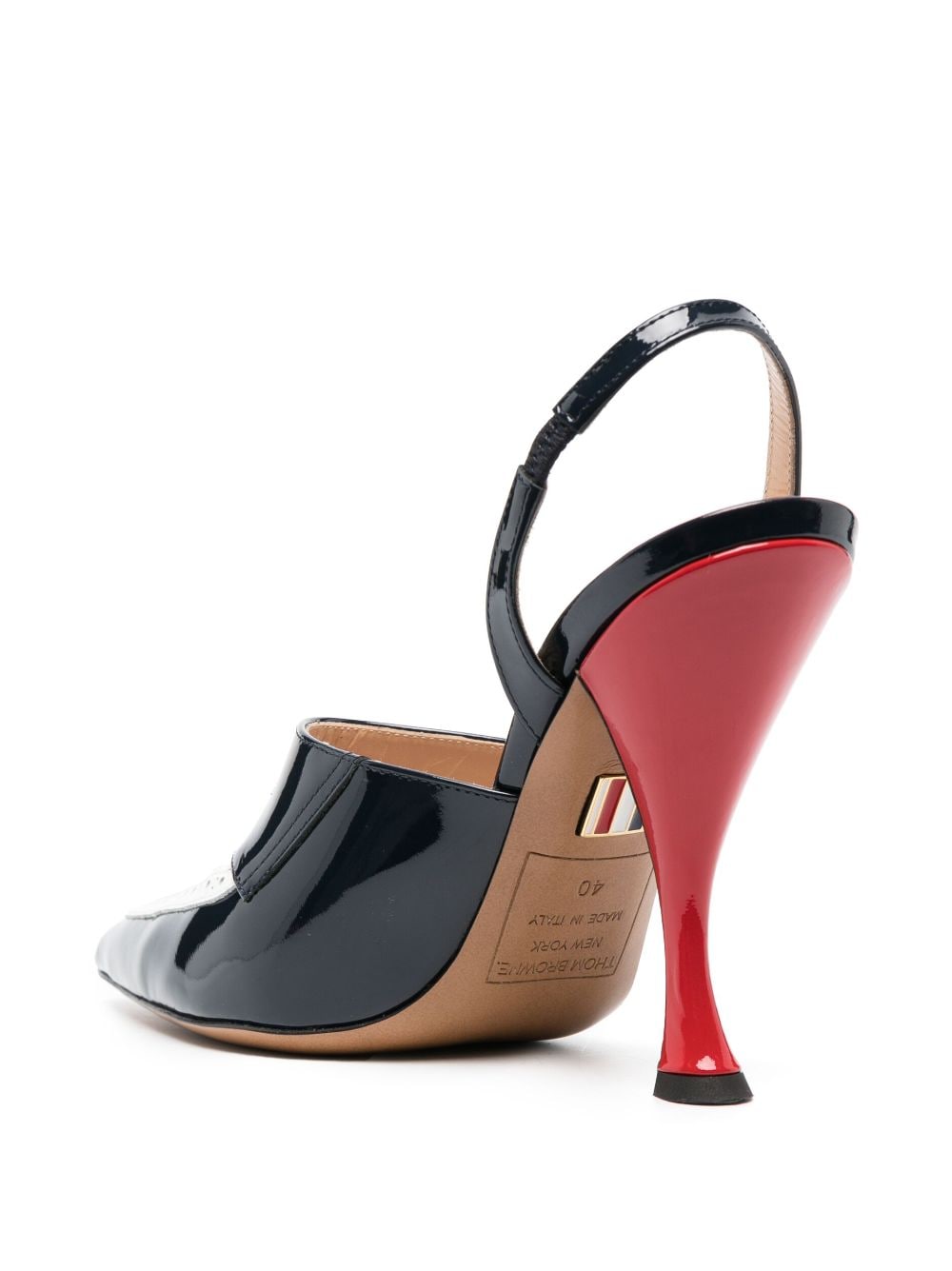 THOM BROWNE Curved-Heel Leather Pumps with Perforated Detailing - 120mm