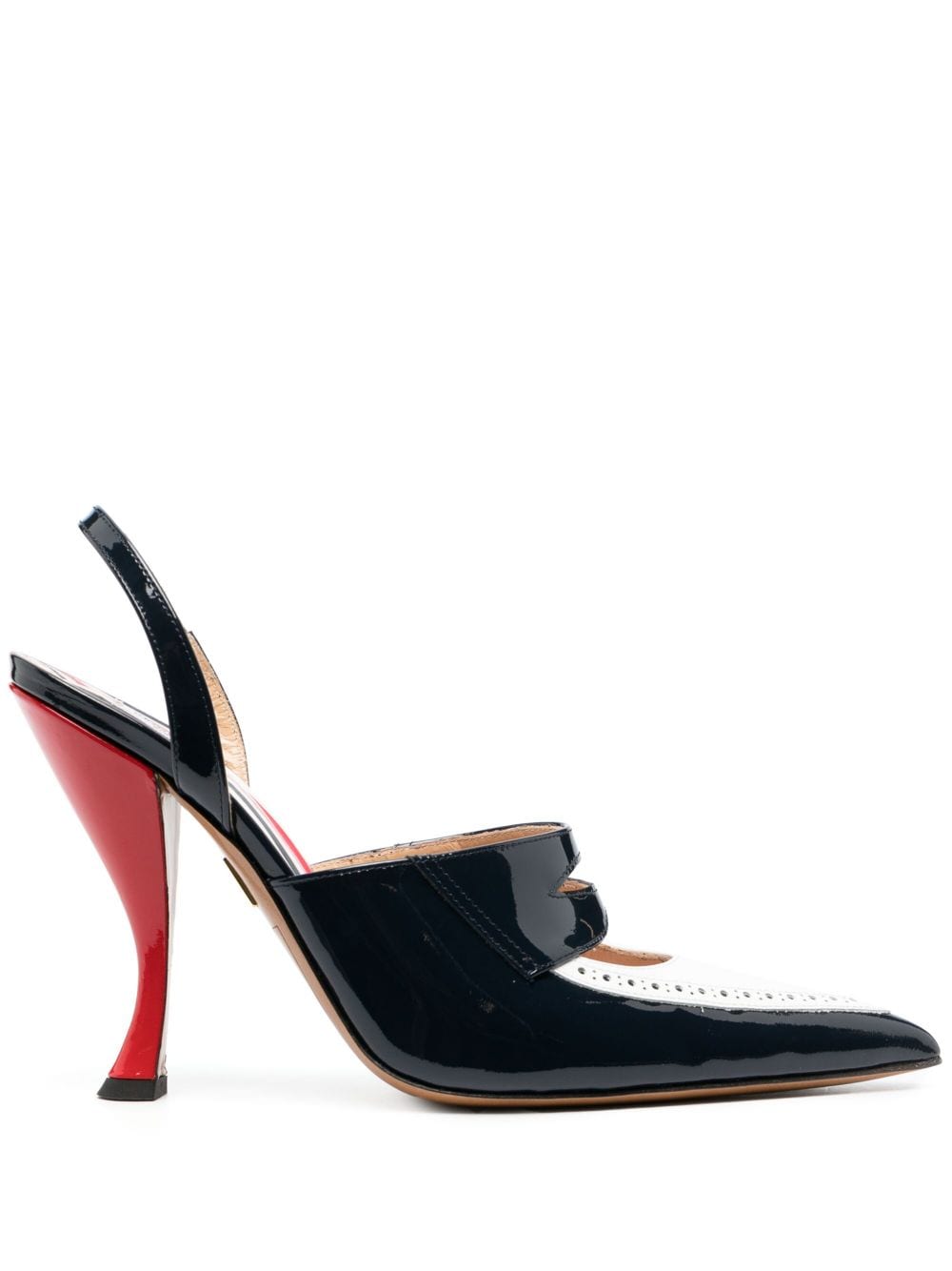 THOM BROWNE Curved-Heel Leather Pumps with Perforated Detailing - 120mm