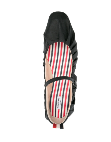 THOM BROWNE Elegant Women's Leather Ballerinas with Wrap Design