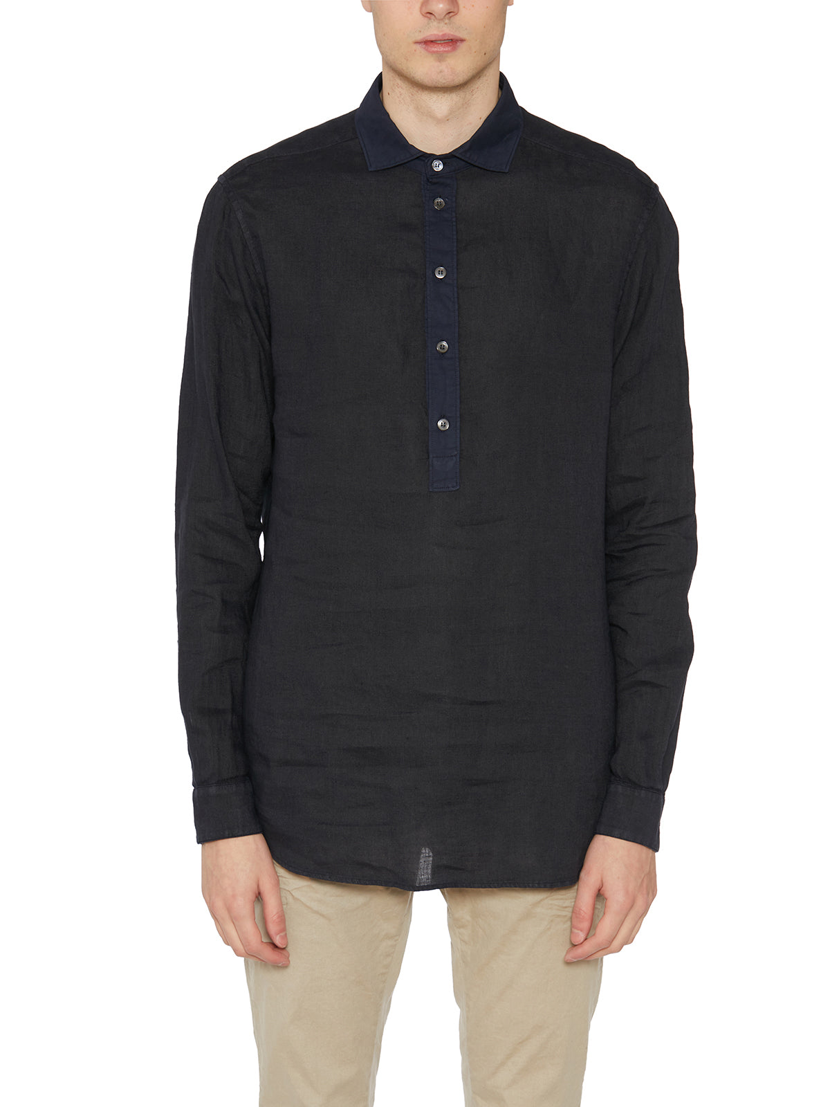 PAOLO PECORA Classic Linen Shirt with Button Front - Size 48