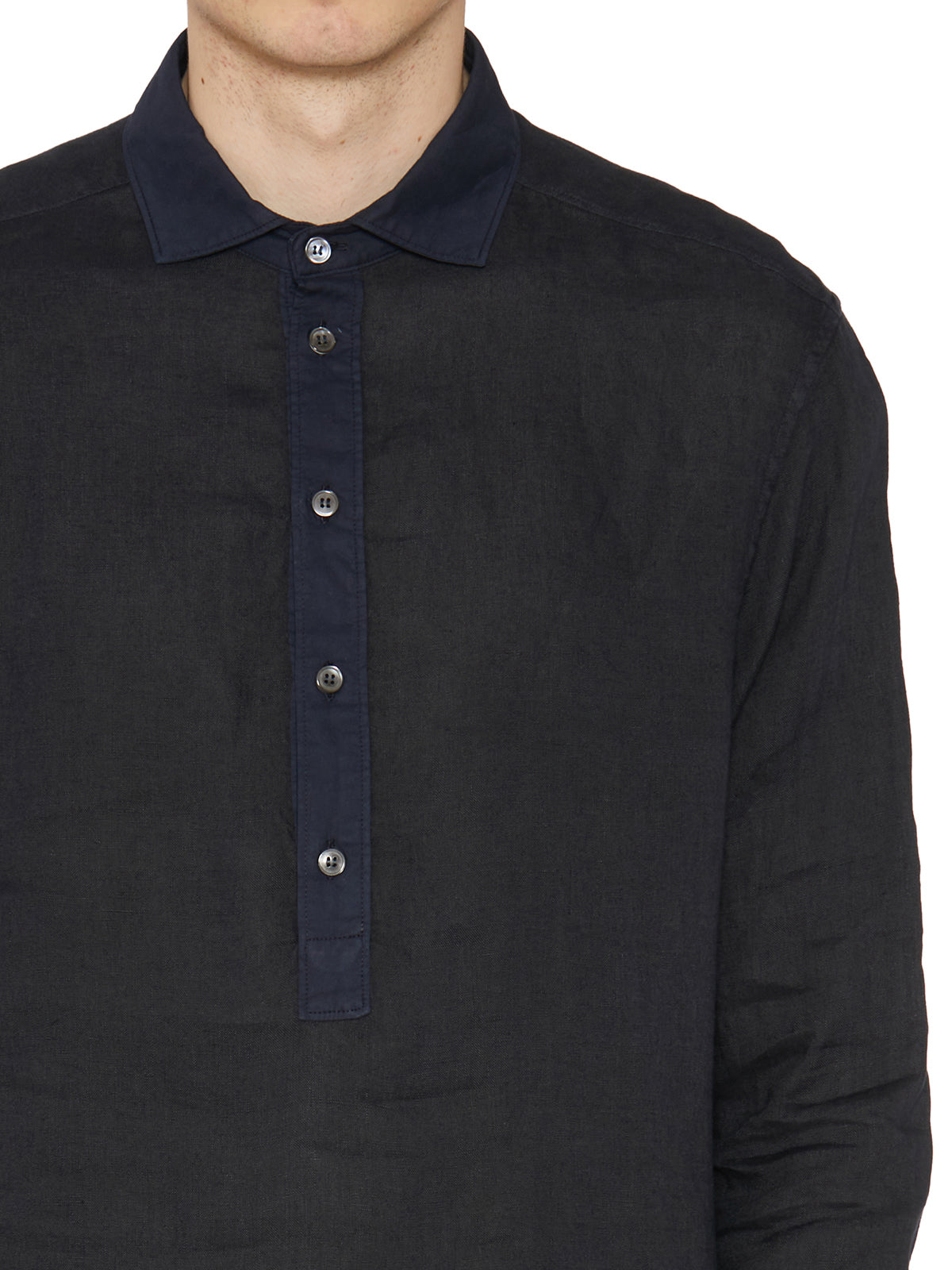 PAOLO PECORA Classic Linen Shirt with Button Front - Size 48