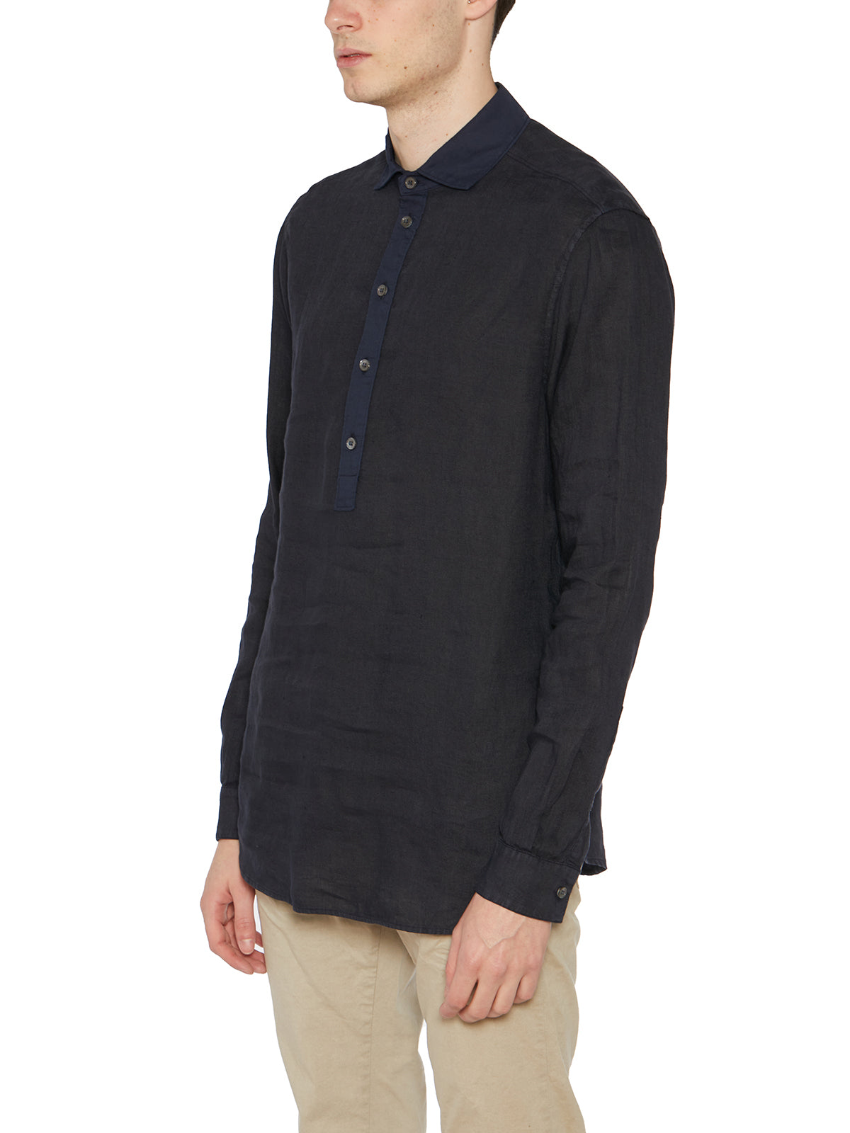 PAOLO PECORA Classic Linen Shirt with Button Front - Size 48