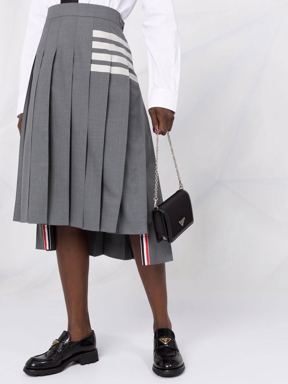 THOM BROWNE Mid Length Pleated Skirt for Women