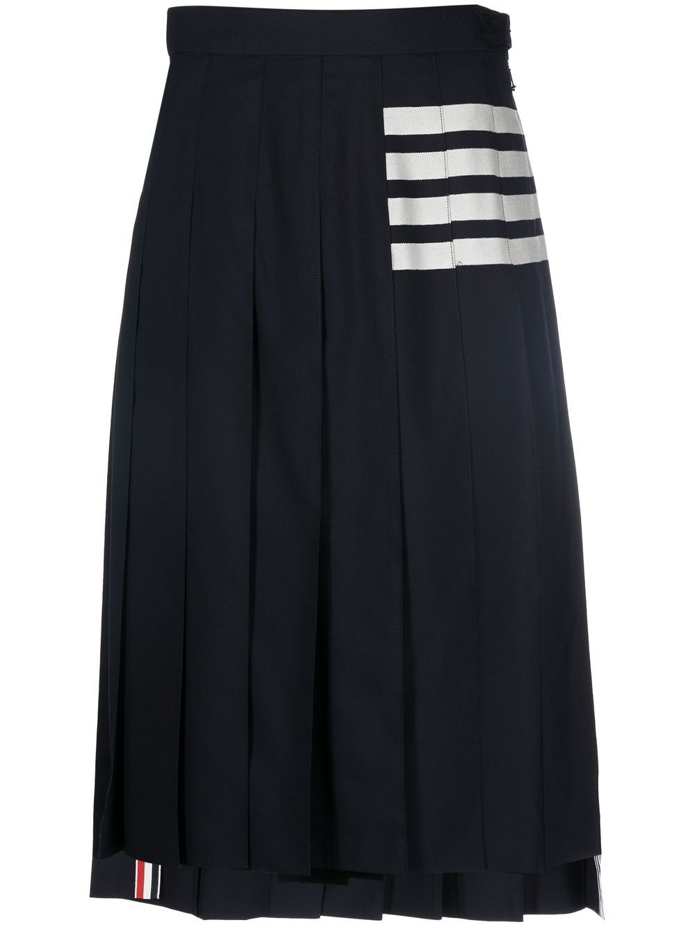 THOM BROWNE Stripe-Print Pleated Skirt - Mid-Length