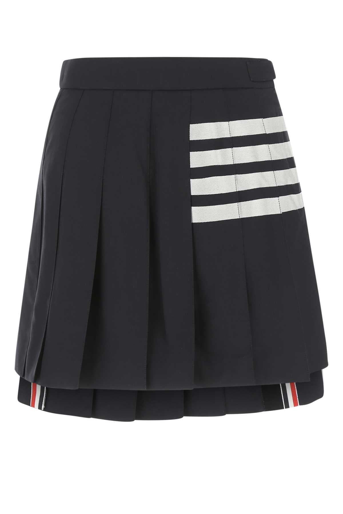 THOM BROWNE Wool Mini Skirt with Dropped Back Hem