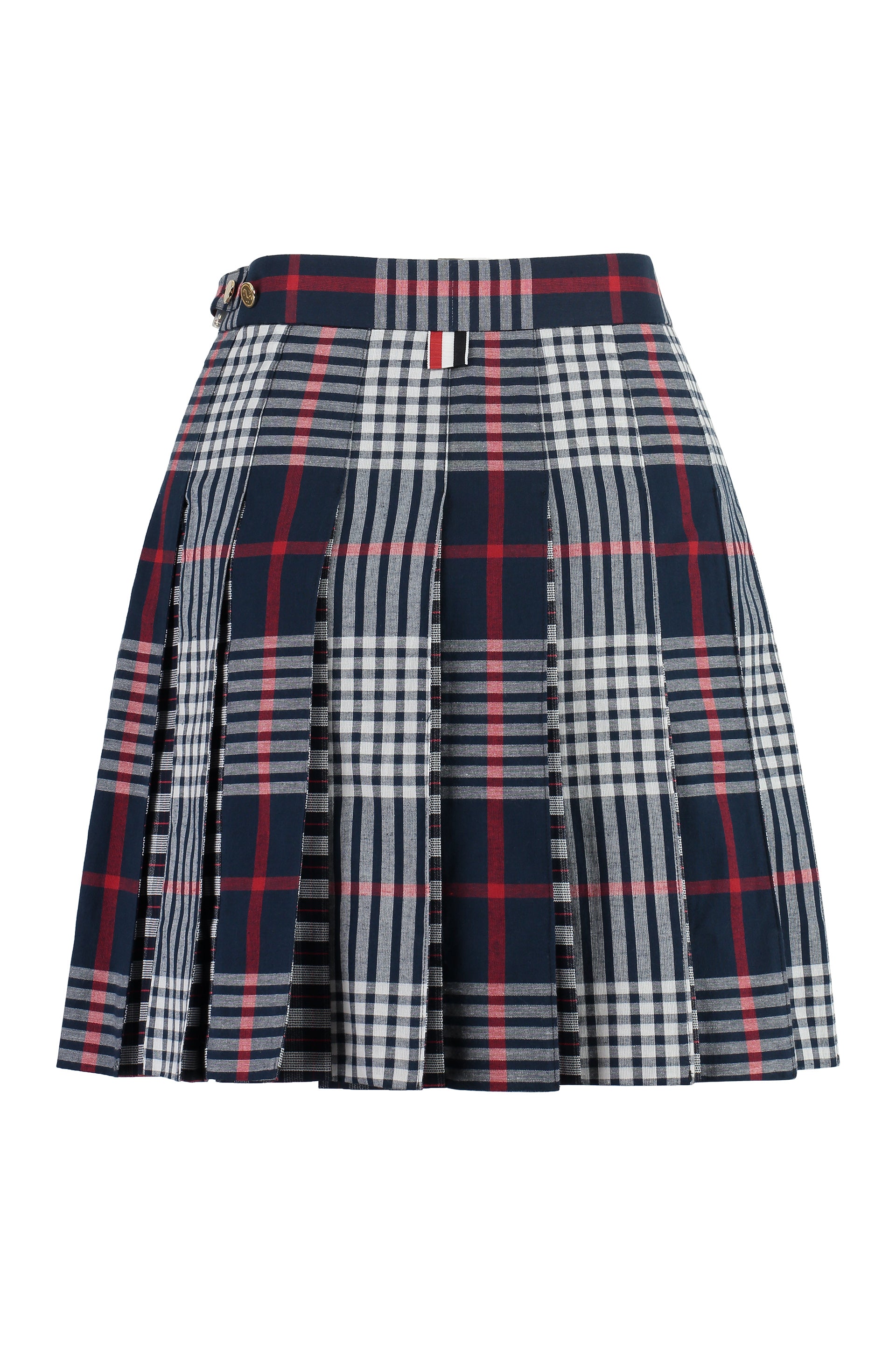 THOM BROWNE Pleated Mini Skirt with Tricolor Detail