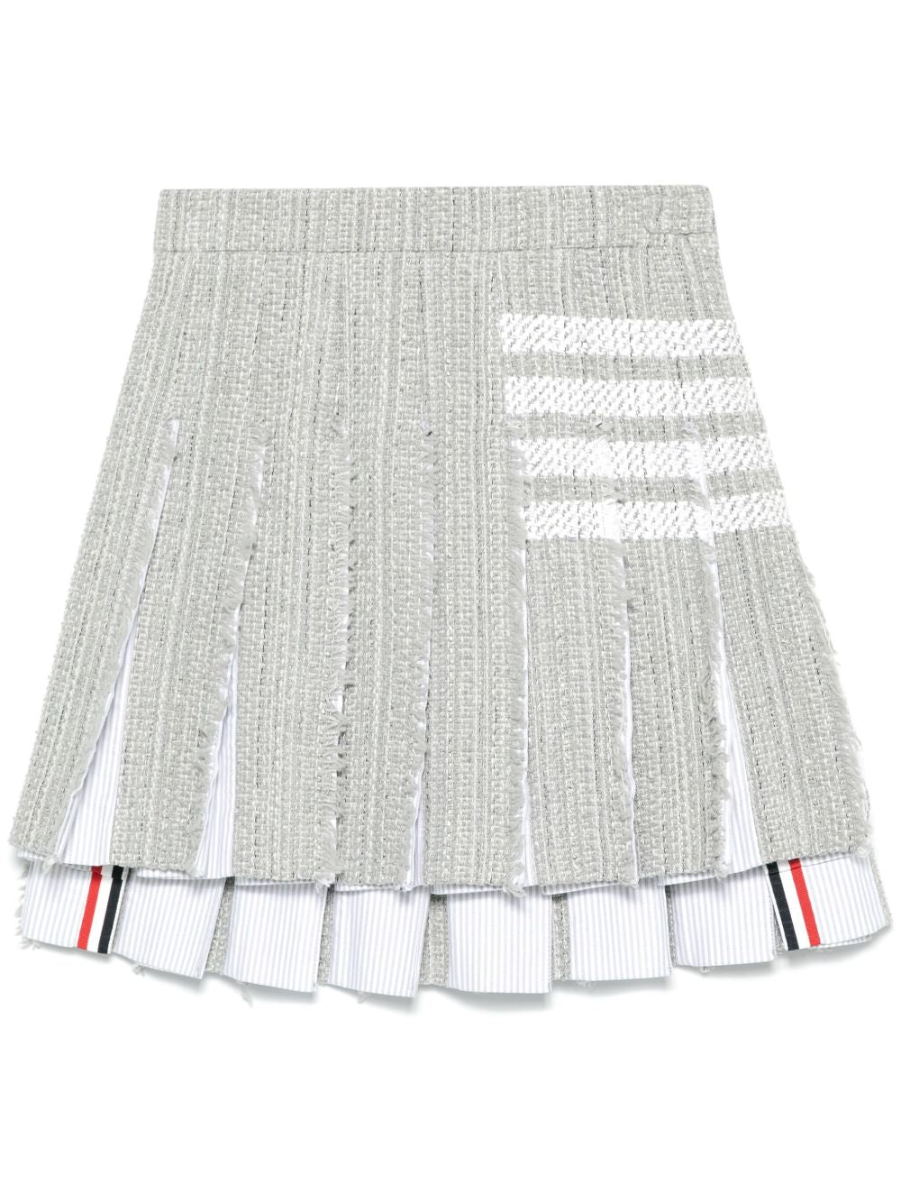 THOM BROWNE Cotton Blend Skirt with Frayed Edge and Side Buttons