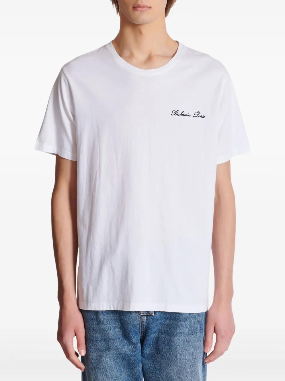 BALMAIN Men's Essential Cotton T-Shirt with Embroidered Logo