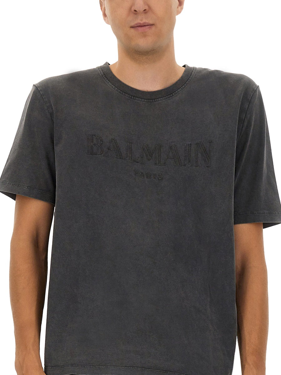 BALMAIN Logo Embroidered Crew Neck T-Shirt - Men
